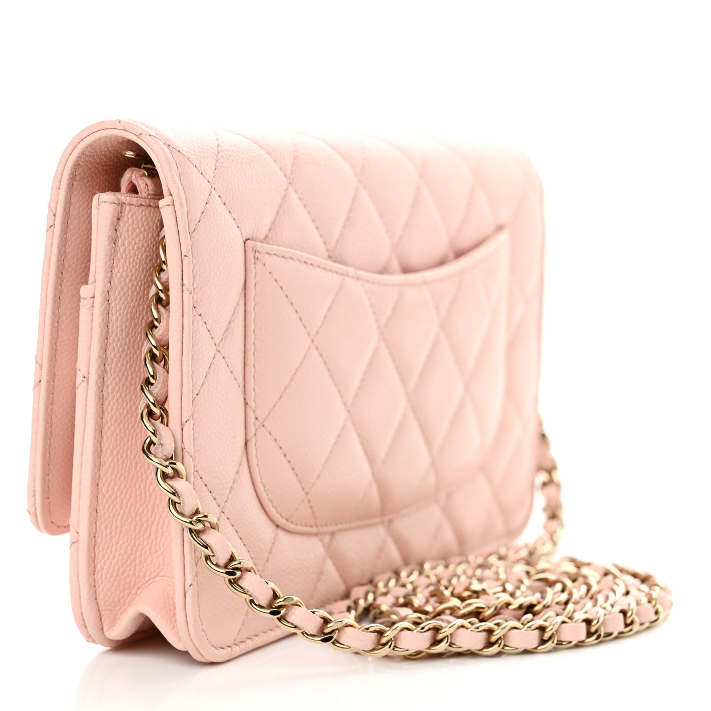 Caviar Quilted Wallet on Chain WOC Light Pink