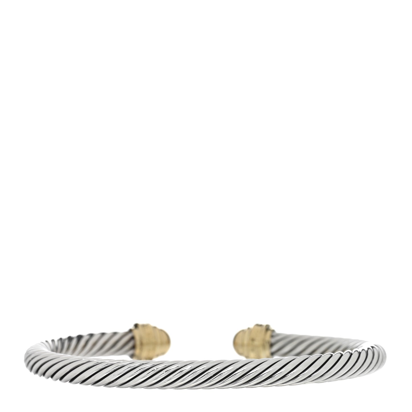 Sterling Silver 18K Yellow Gold Diamond 5mm Dome Cable Classics Bracelet