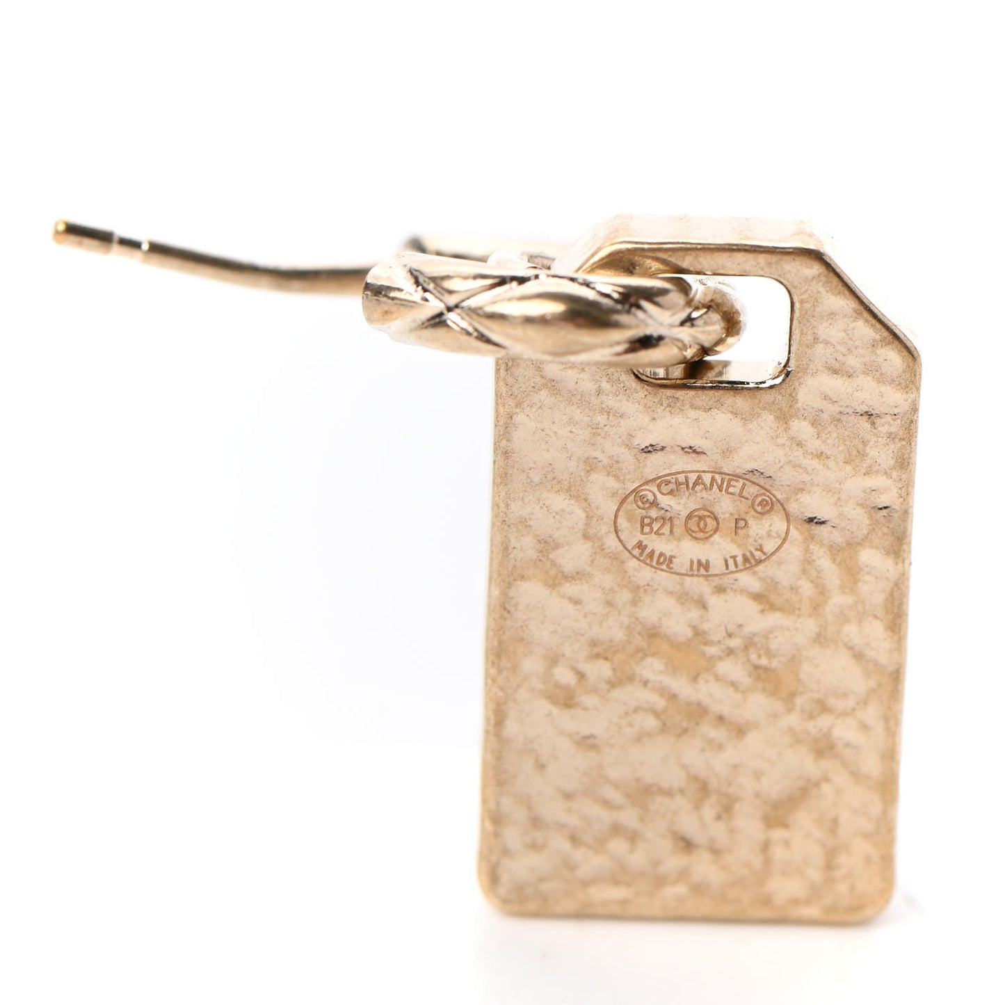 CC Tag Drop Earrings Gold
