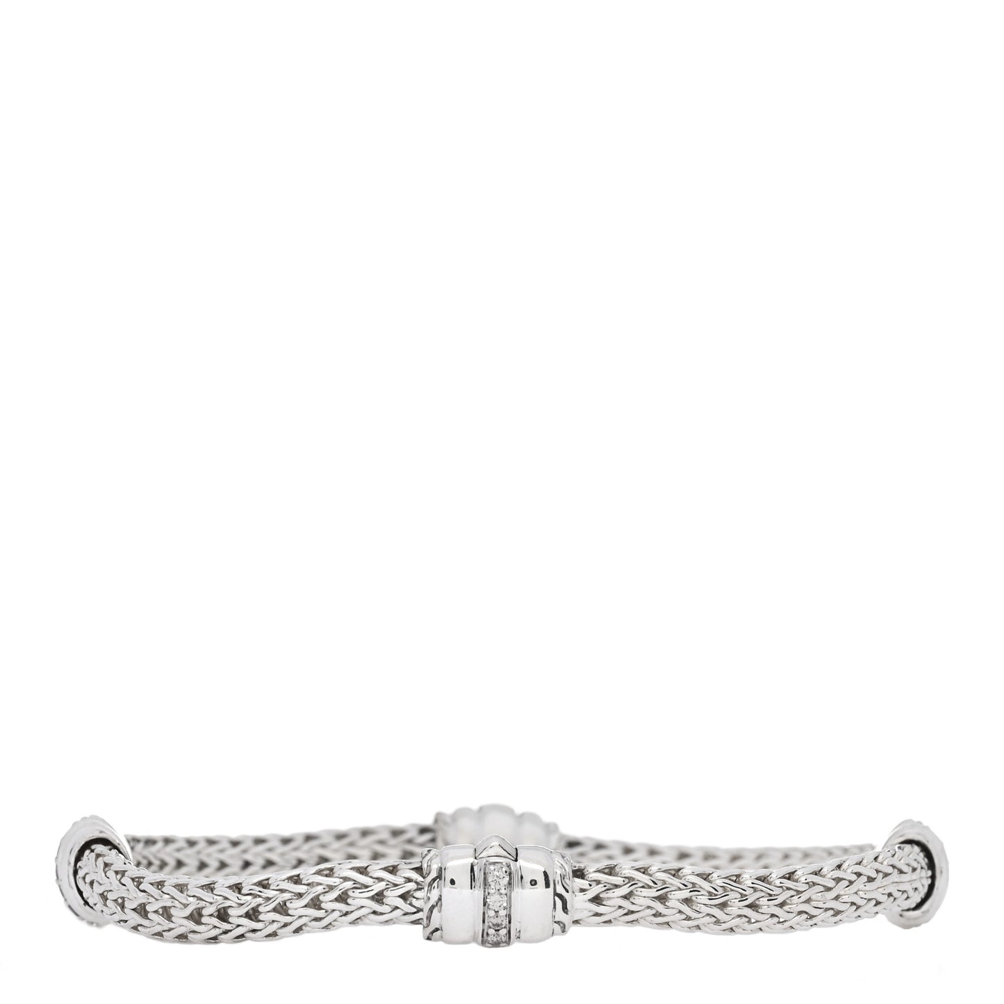 Sterling Silver Diamond Bedeg Barrel Station Bracelet