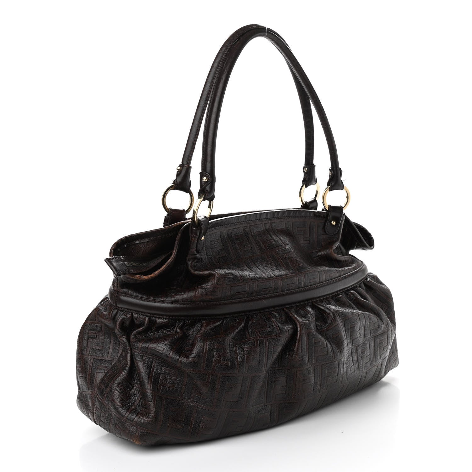 Fendi Calfskin FF Embossed Chef Shopper Tote Chocolate 3 of 15