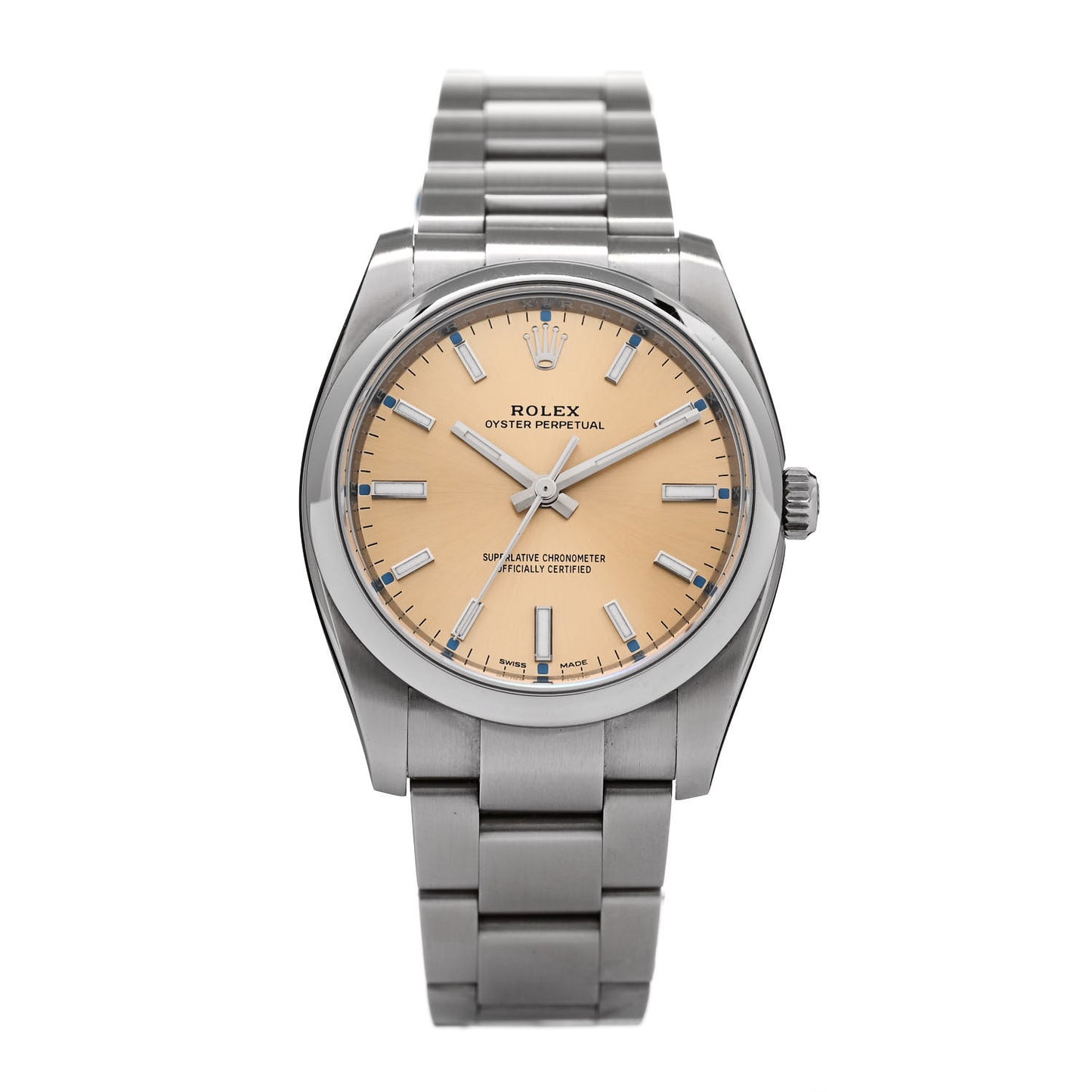 Stainless Steel 34mm Oyster Perpetual Watch Champagne 114200