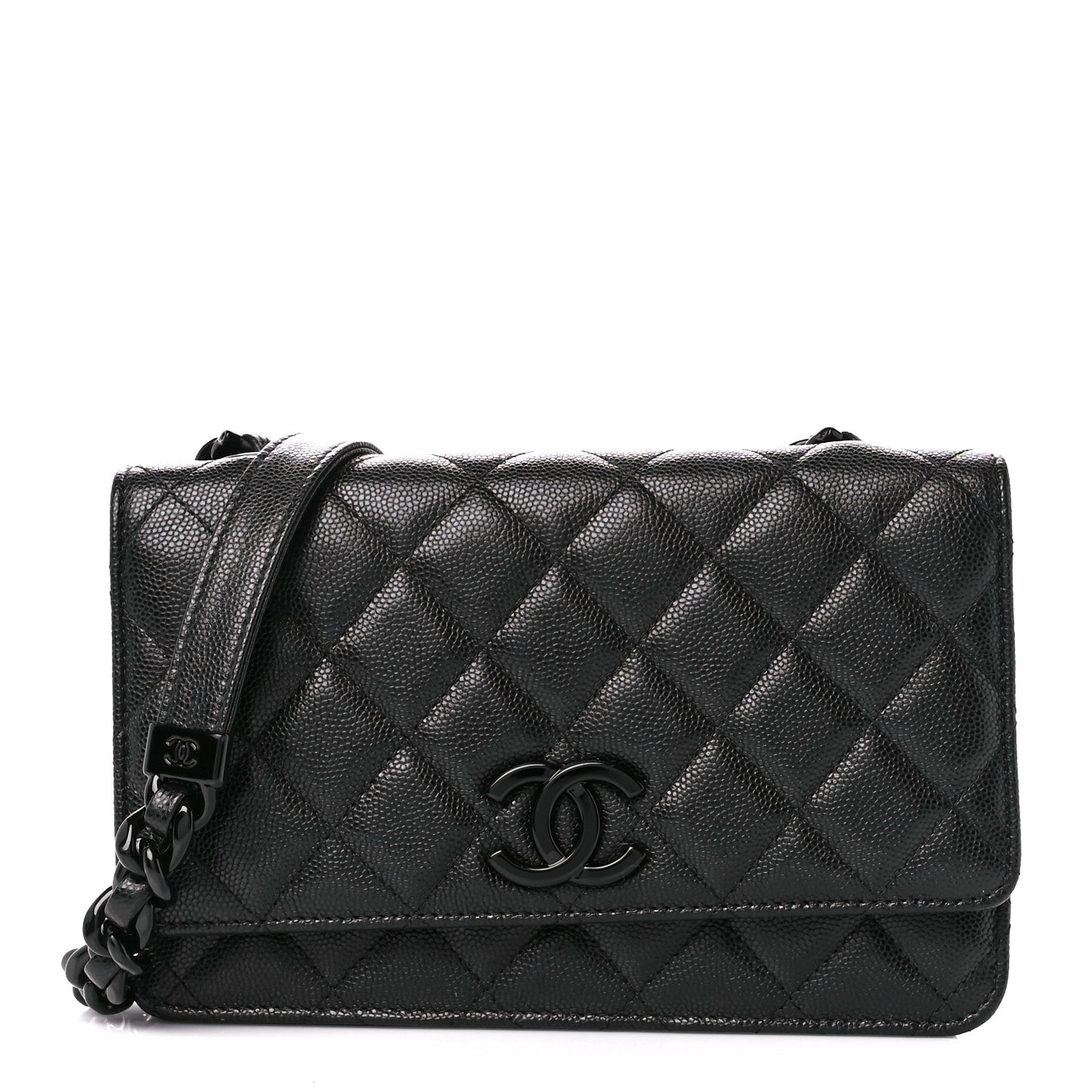 Caviar Quilted My Everything Wallet On Chain WOC Black
