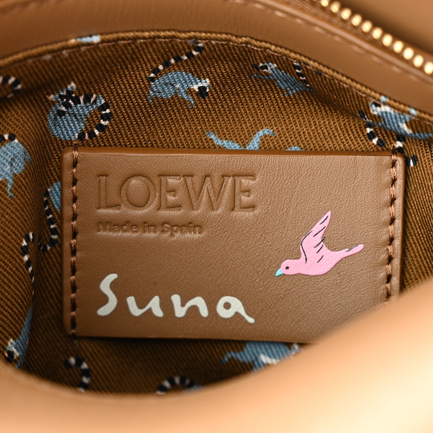 X SUNA FUJITA Satin Calfskin Mini Lemur Puzzle Edge Bag Brown