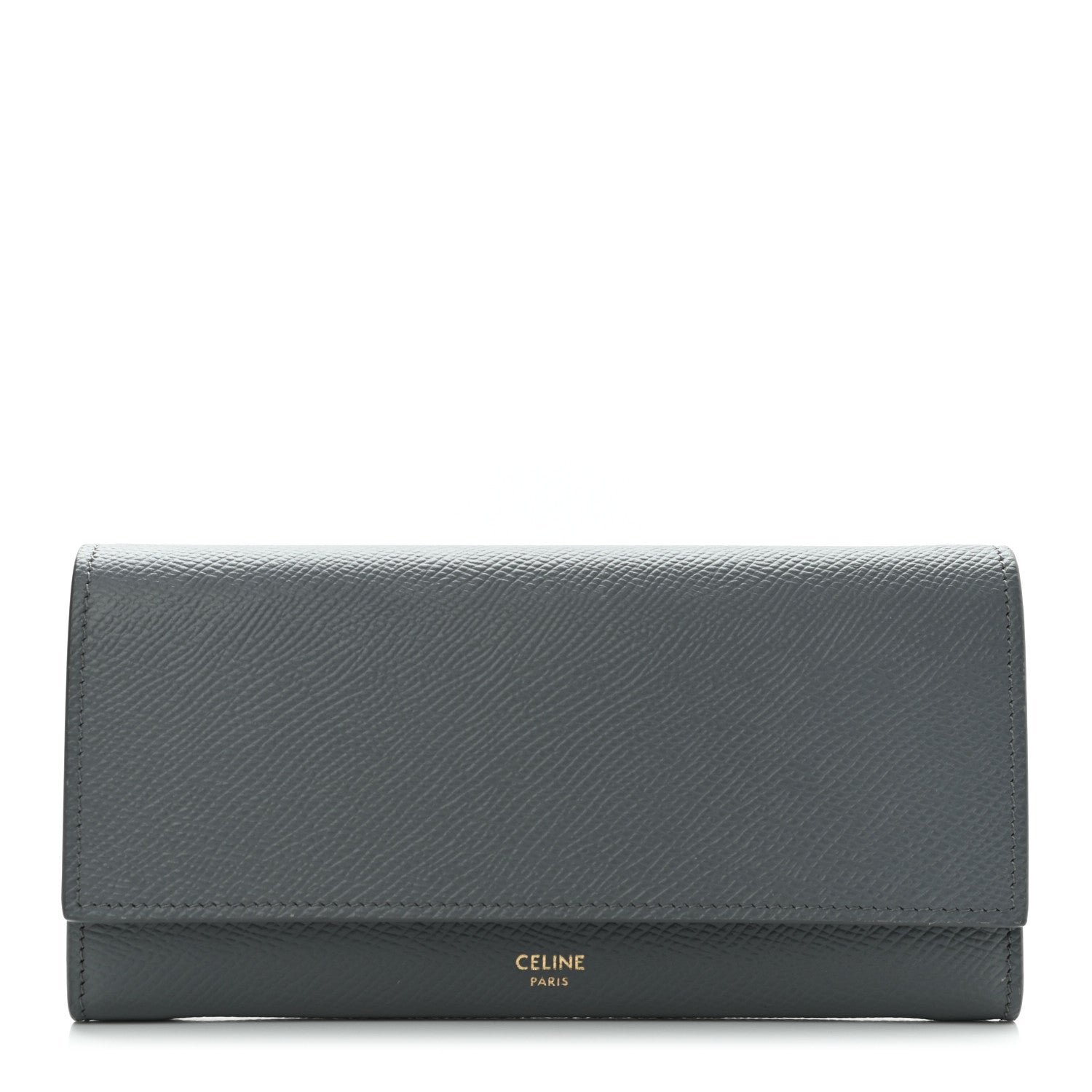 Celine Grained Calfskin Large Flap Wallet Medium Grey 1134576