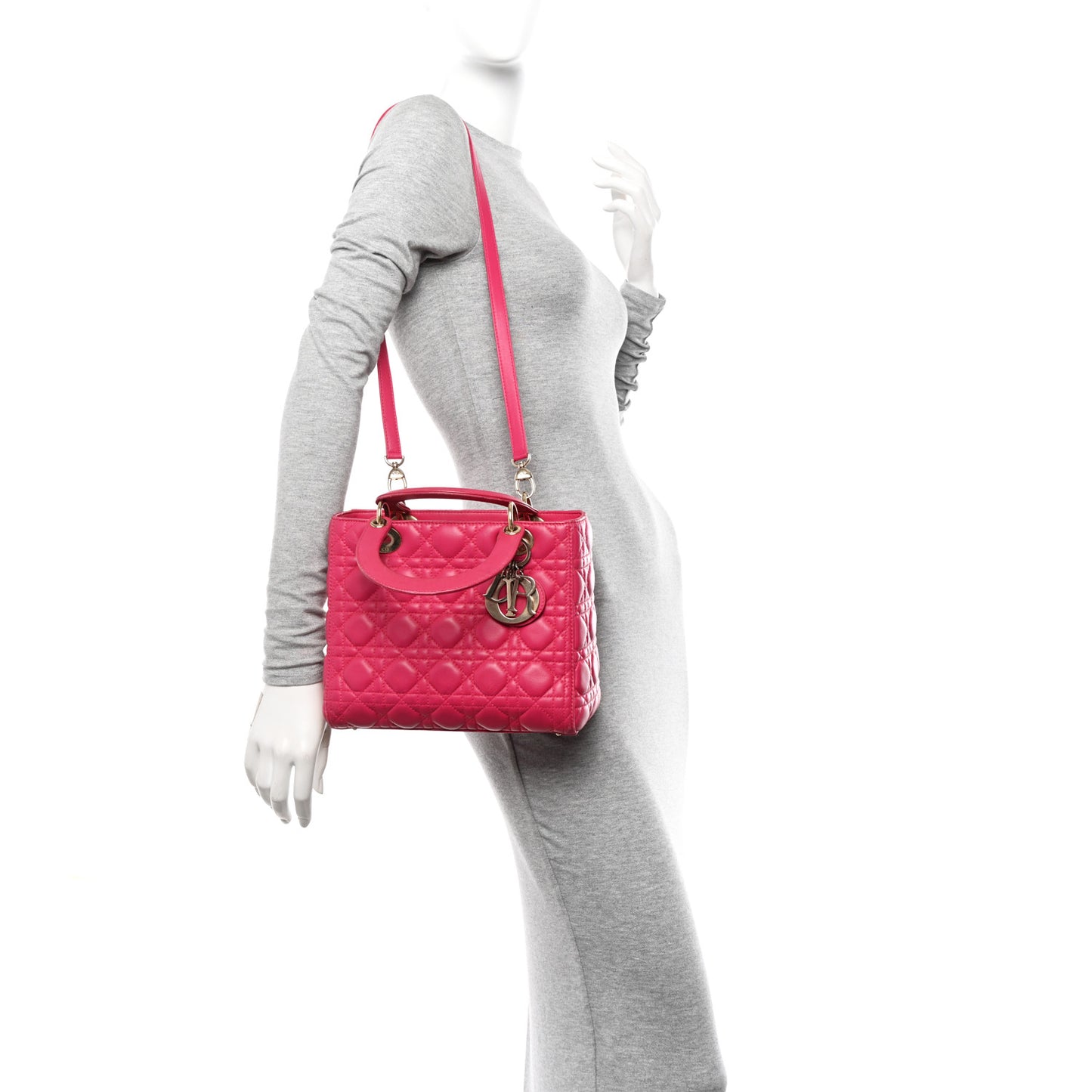 Lambskin Cannage Medium Lady Dior Pink