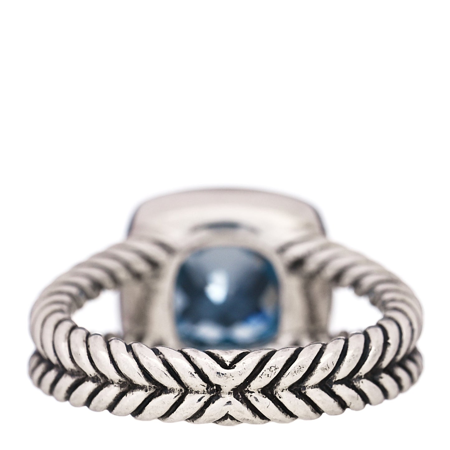 Sterling Silver Diamond Blue Topaz 7mm Petite Albion Ring 49 5