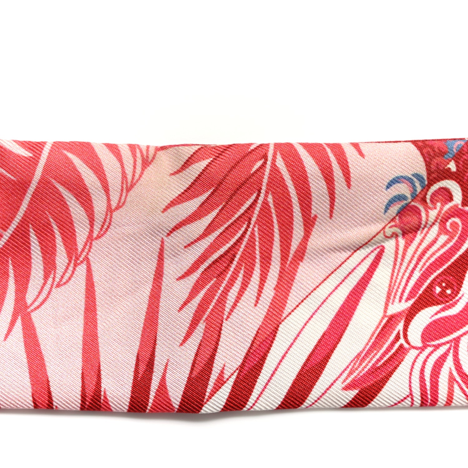 Hermes Silk Mythiques Phoenix Coloriages Twilly White Corail Blue Jean 6 of 6