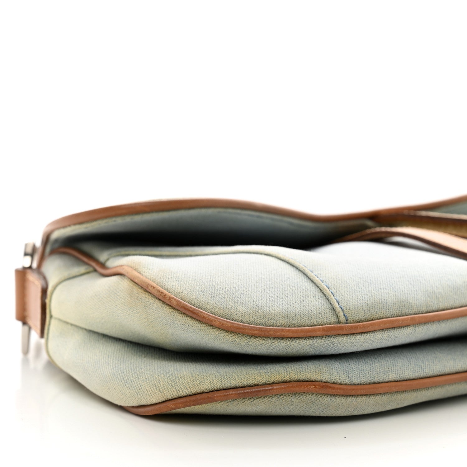 Christian Dior Denim Calfskin Double Saddle Bag Light Blue 8 of 10