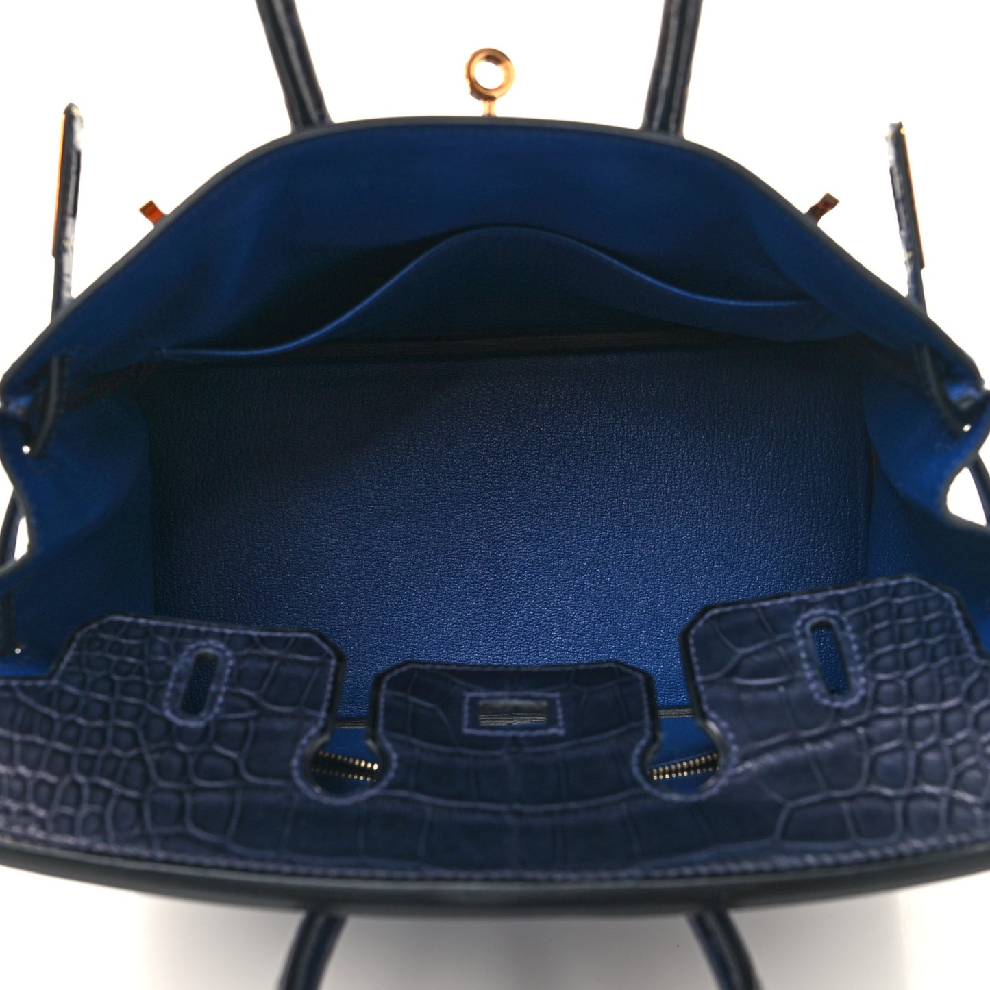 Taurillon Novillo Matte Alligator Birkin Touch 25 Bleu Saphir Marine