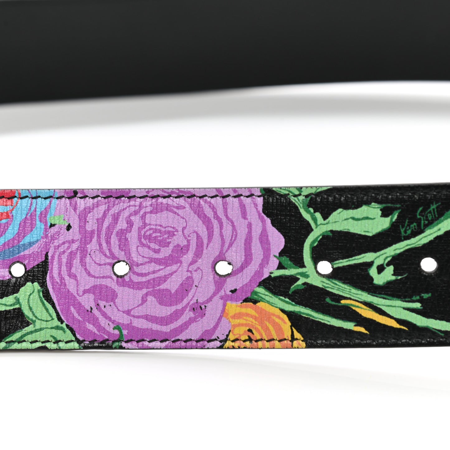 X KEN SCOTT Calfskin Double G 40mm Belt 90 36 Black Multicolor