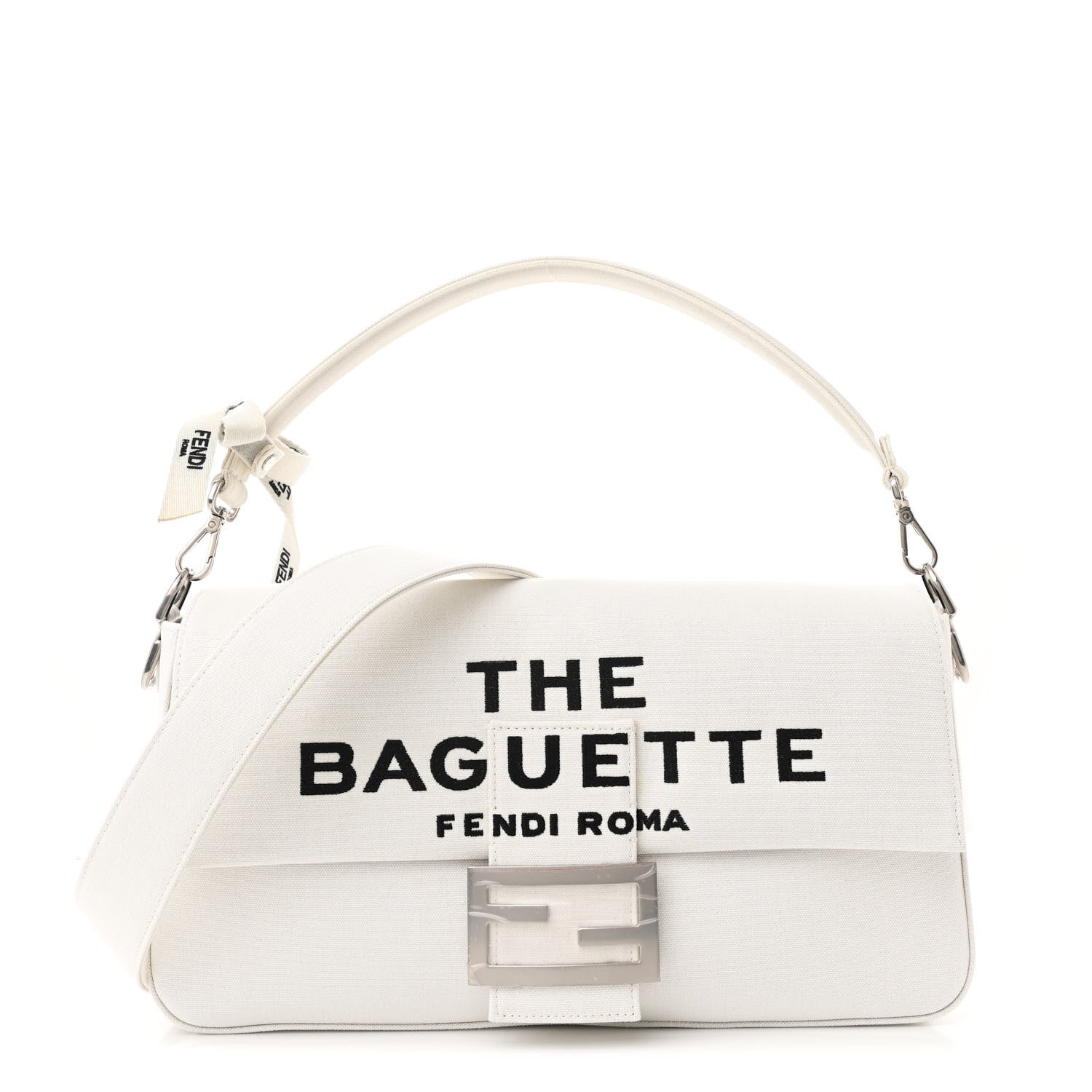 新品未使用FENDI by MARC JACOBSBAGUETTE ホワイト Fendi X MARC JACOBS Canvas Logo Maxi Baguette White Black 1681878