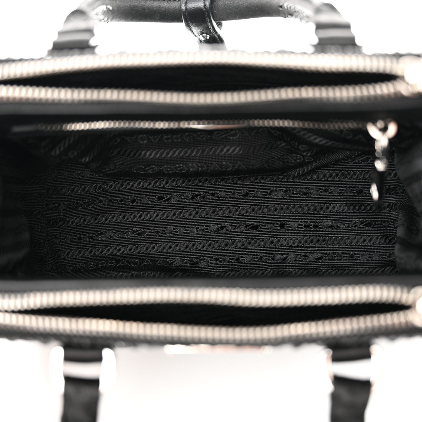 Satin Crystal Mini Galleria Double Zip Tote Black