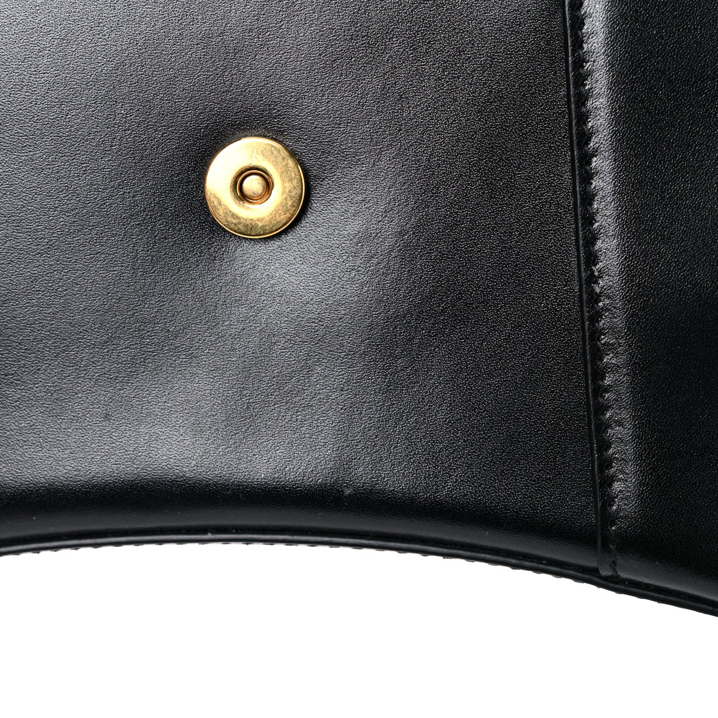 Shiny Box Calfskin Hourglass Top Handle Bag XS Black