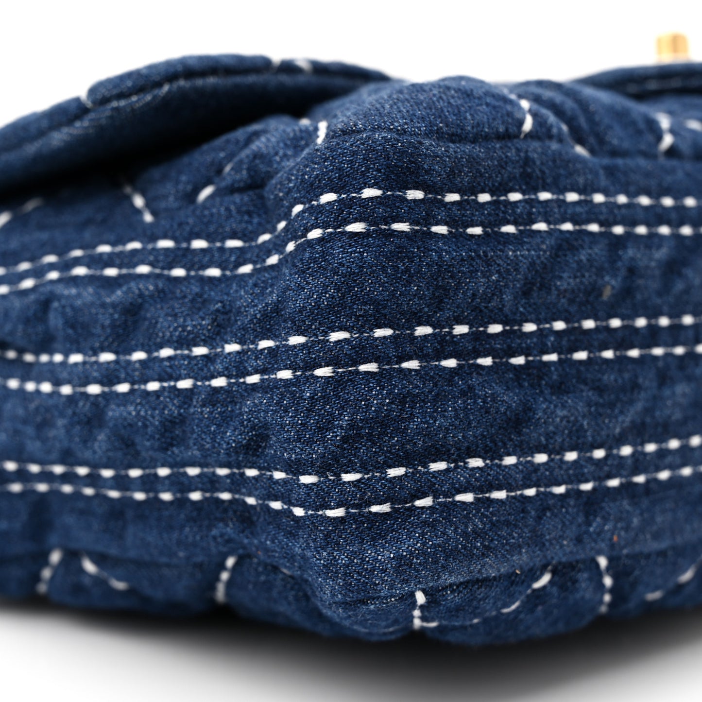 Denim Quilted Medium Denim Trip Single Flap Blue