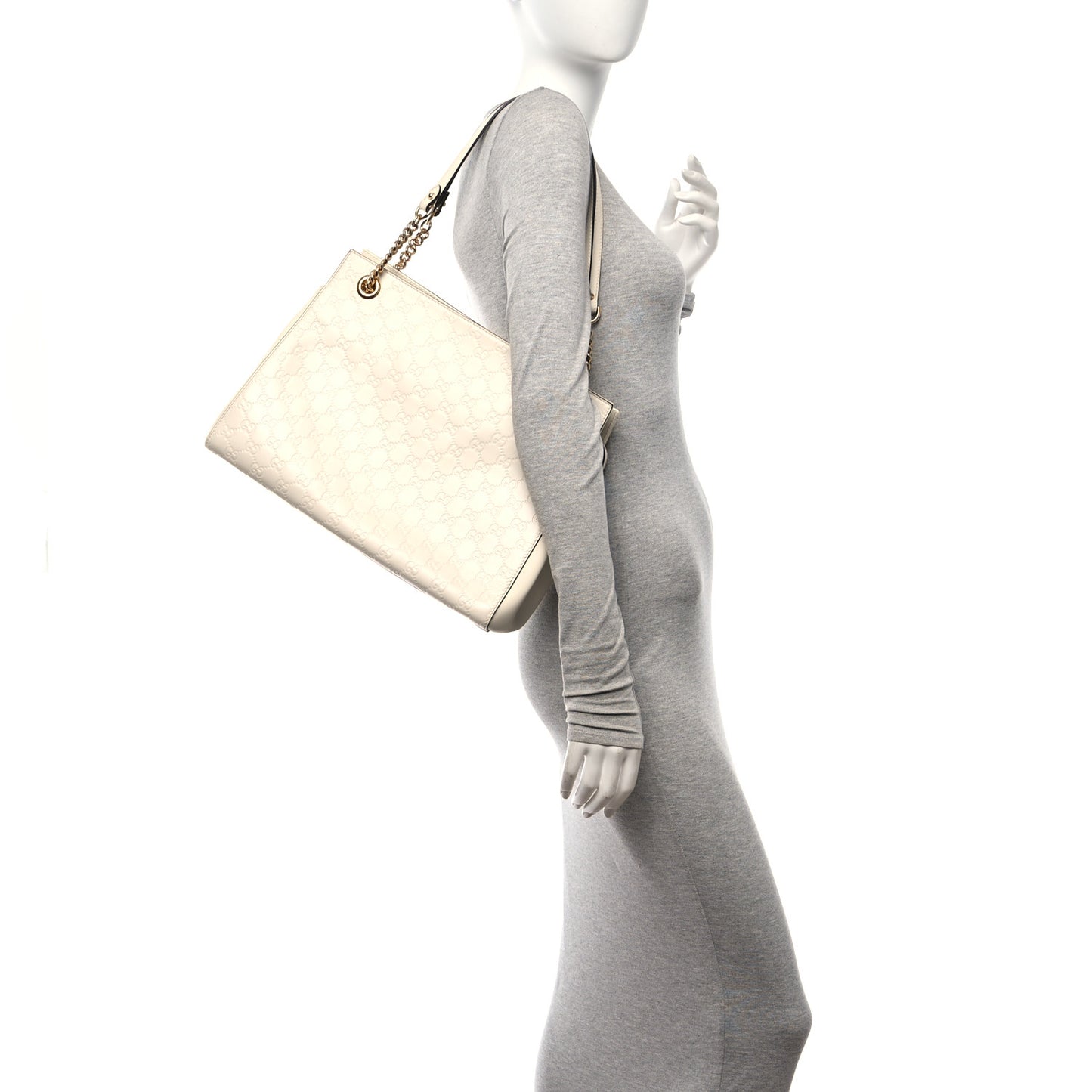 Guccissima Signature Large Shoulder Tote Bag Mystic White