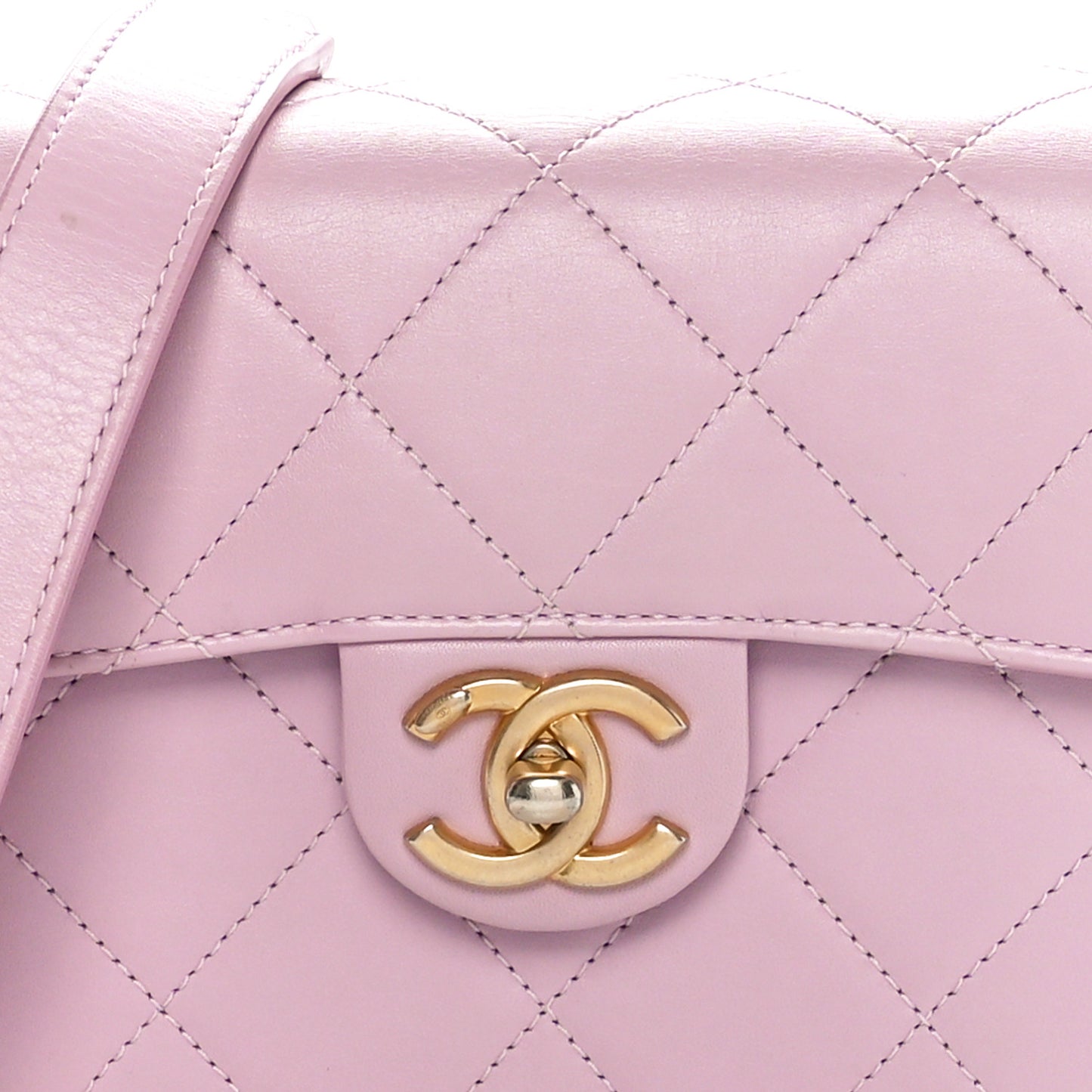 Calfskin Quilted Moon Messenger Light Pink