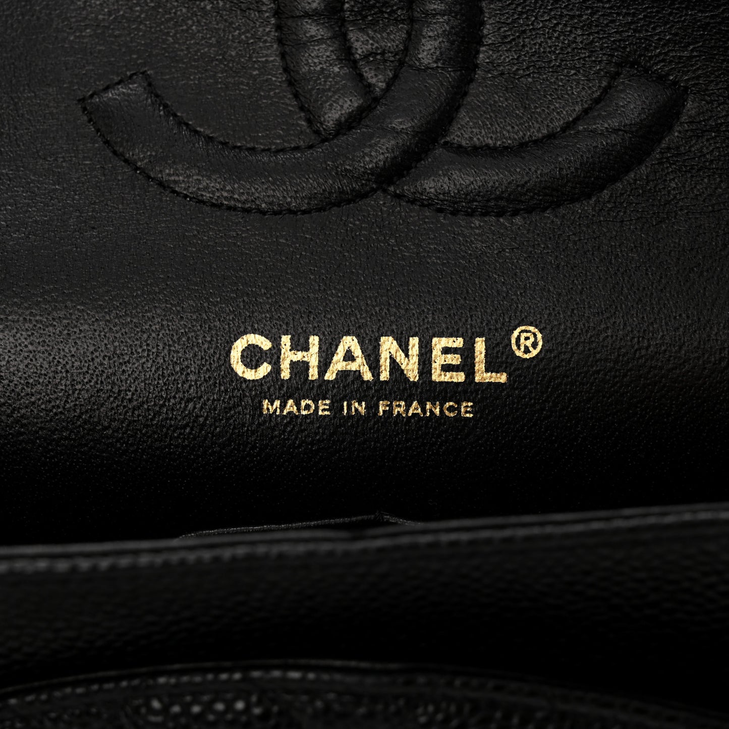 Caviar Quilted Medium Double Flap Black