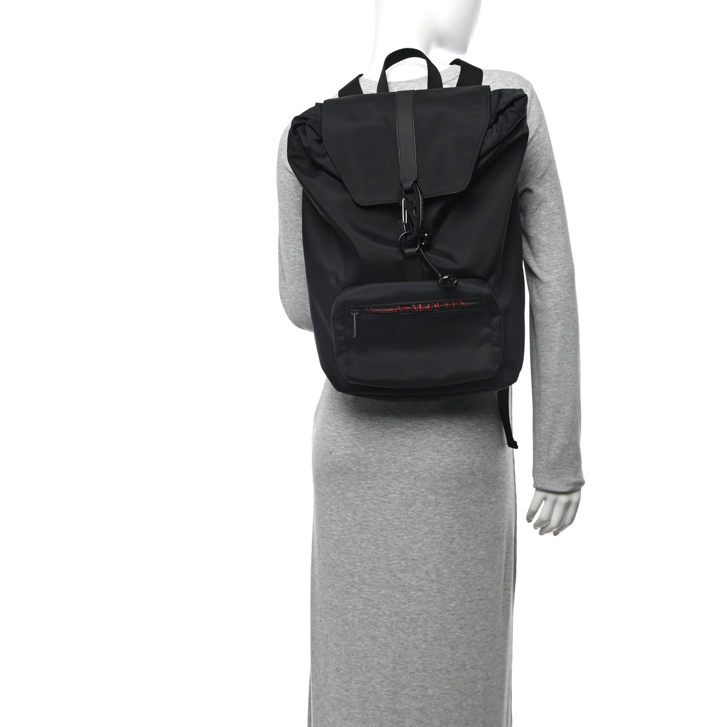 Nylon Backpack Black Red
