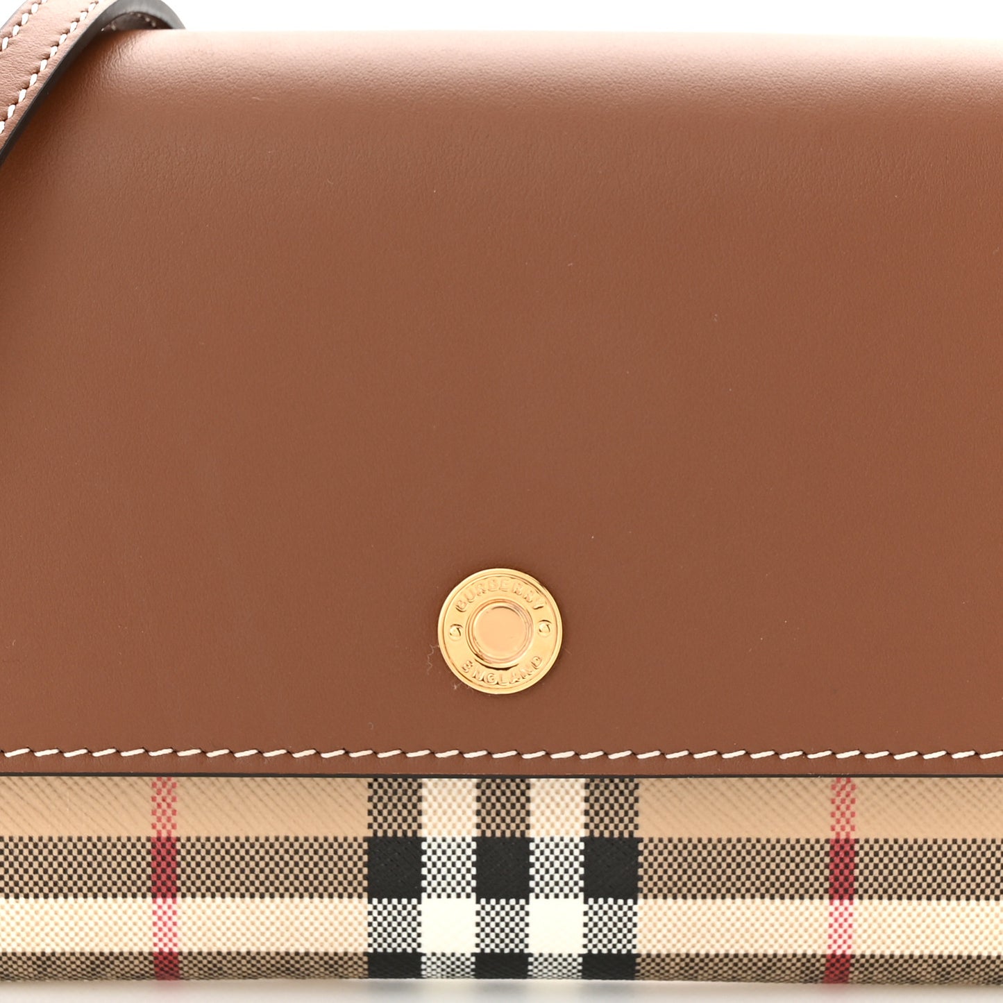 Calfskin Vintage Check Wallet With Detachable Strap Archive Beige Tan