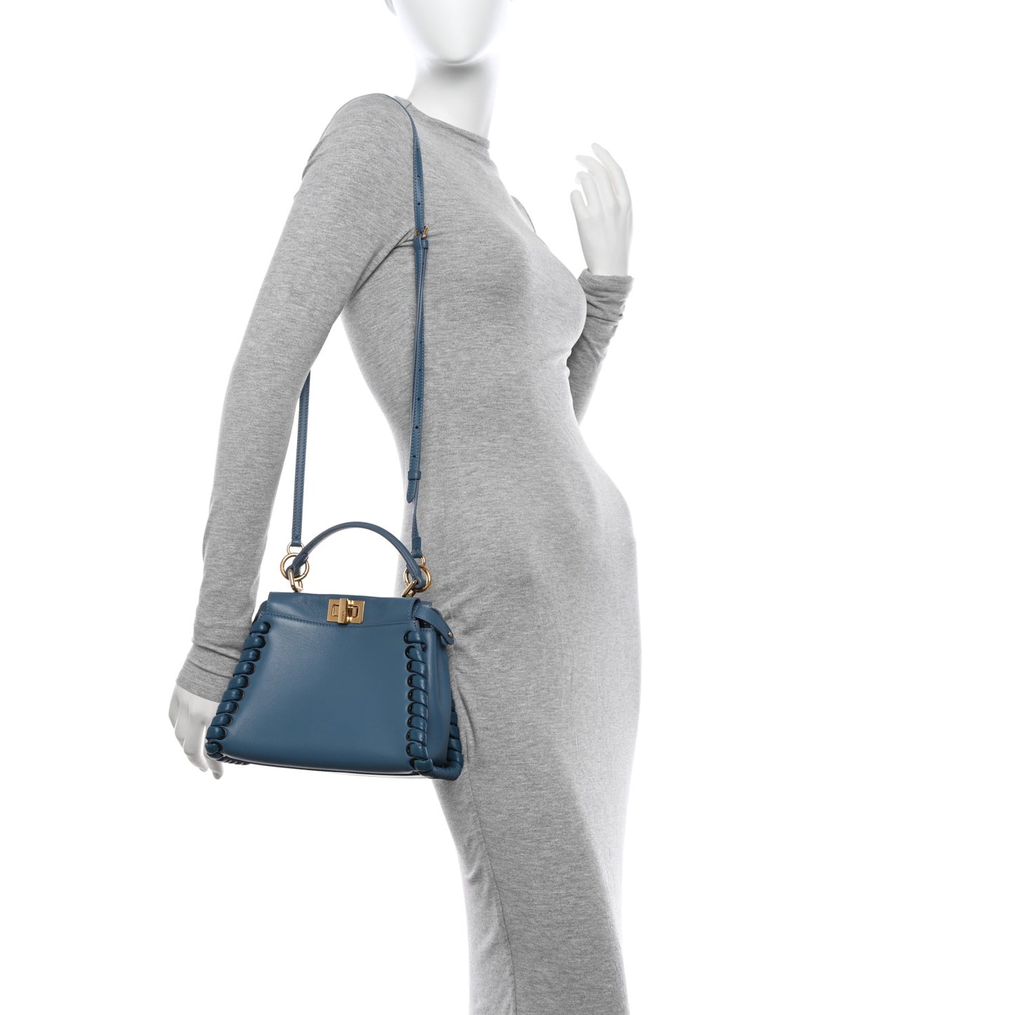 Nappa Lace Up Mini Peekaboo Iconic Satchel Cobalto