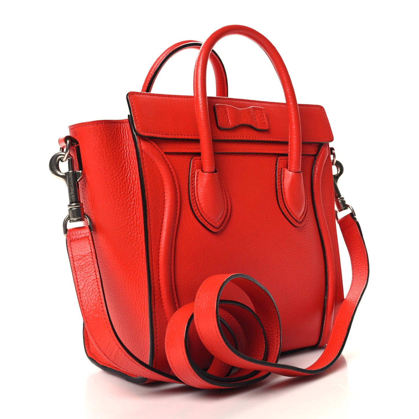 Drummed Calfskin Nano Luggage Vermillion