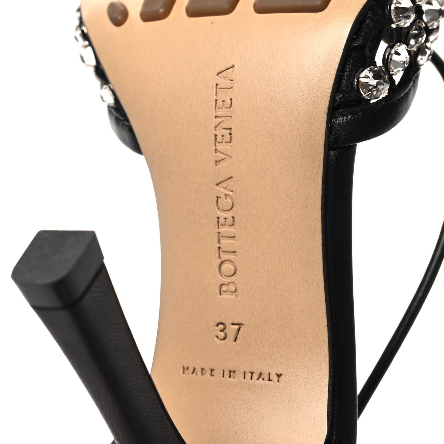 Mesh Nappa Crystal Embellished Sparkle Stretch Ankle Tie Sandals 37 Black