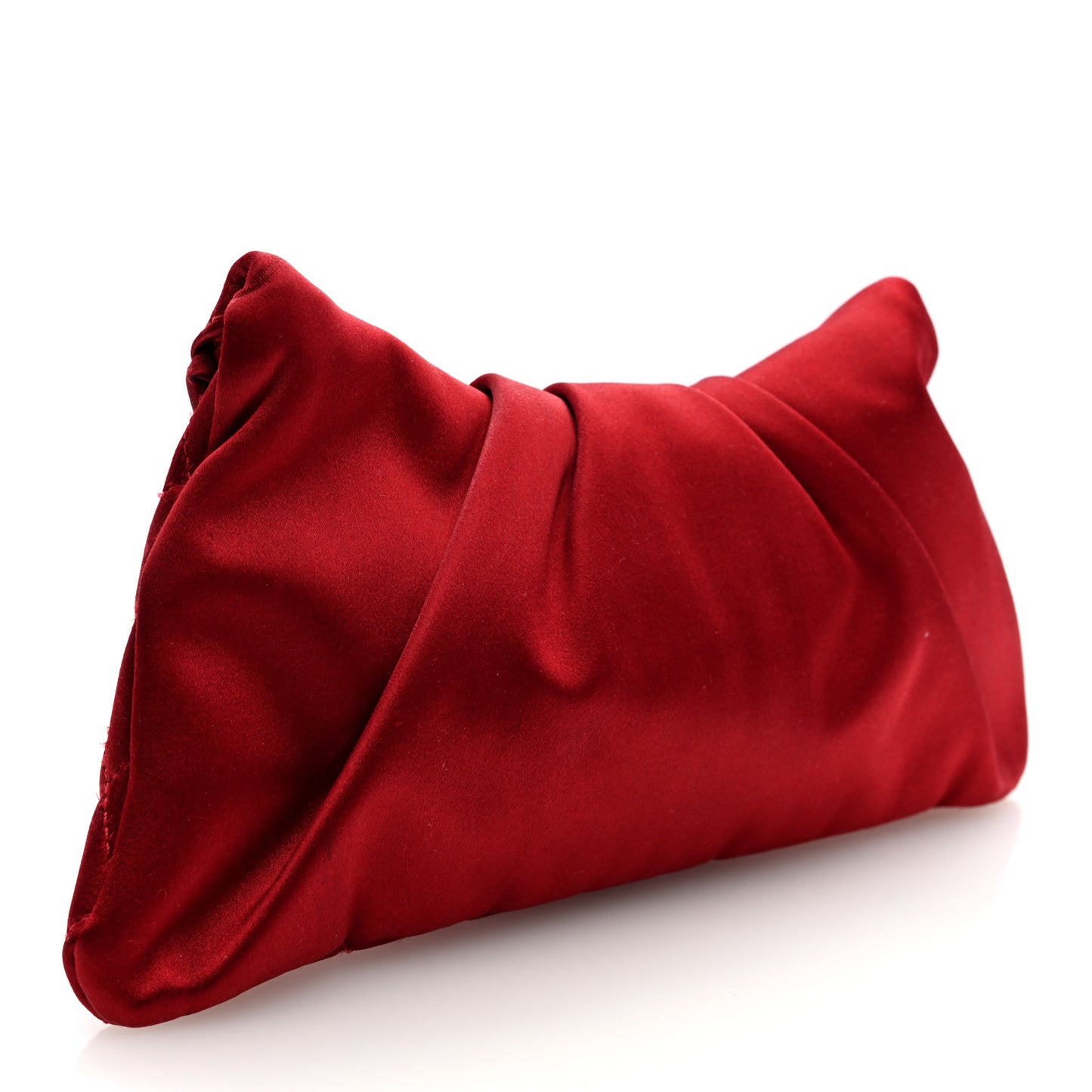 Satin Quilted Half Moon Clutch Red