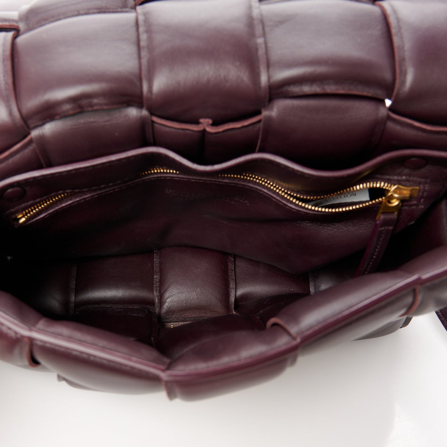 Nappa Maxi Intreccio Padded Cassette Crossbody Bag Plum