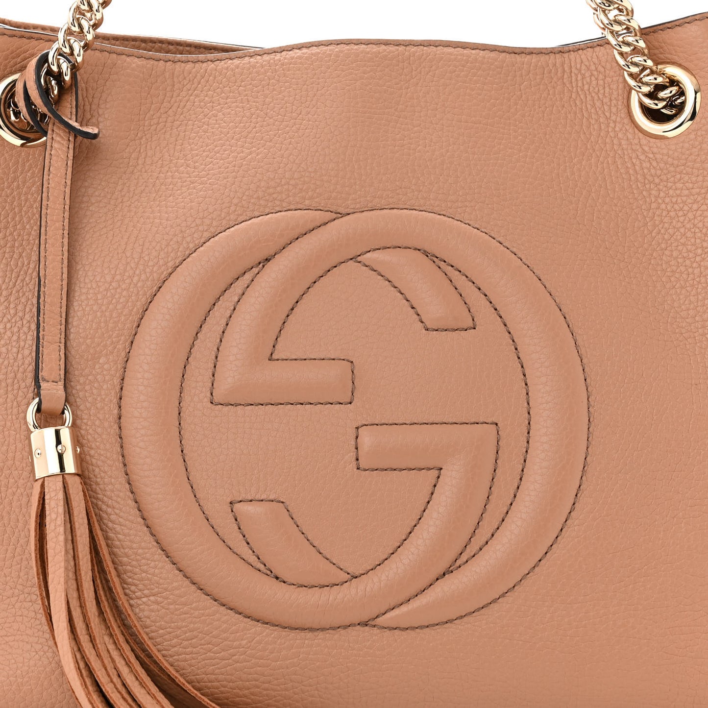 Pebbled Calfskin Medium Soho Chain Shoulder Bag Camelia