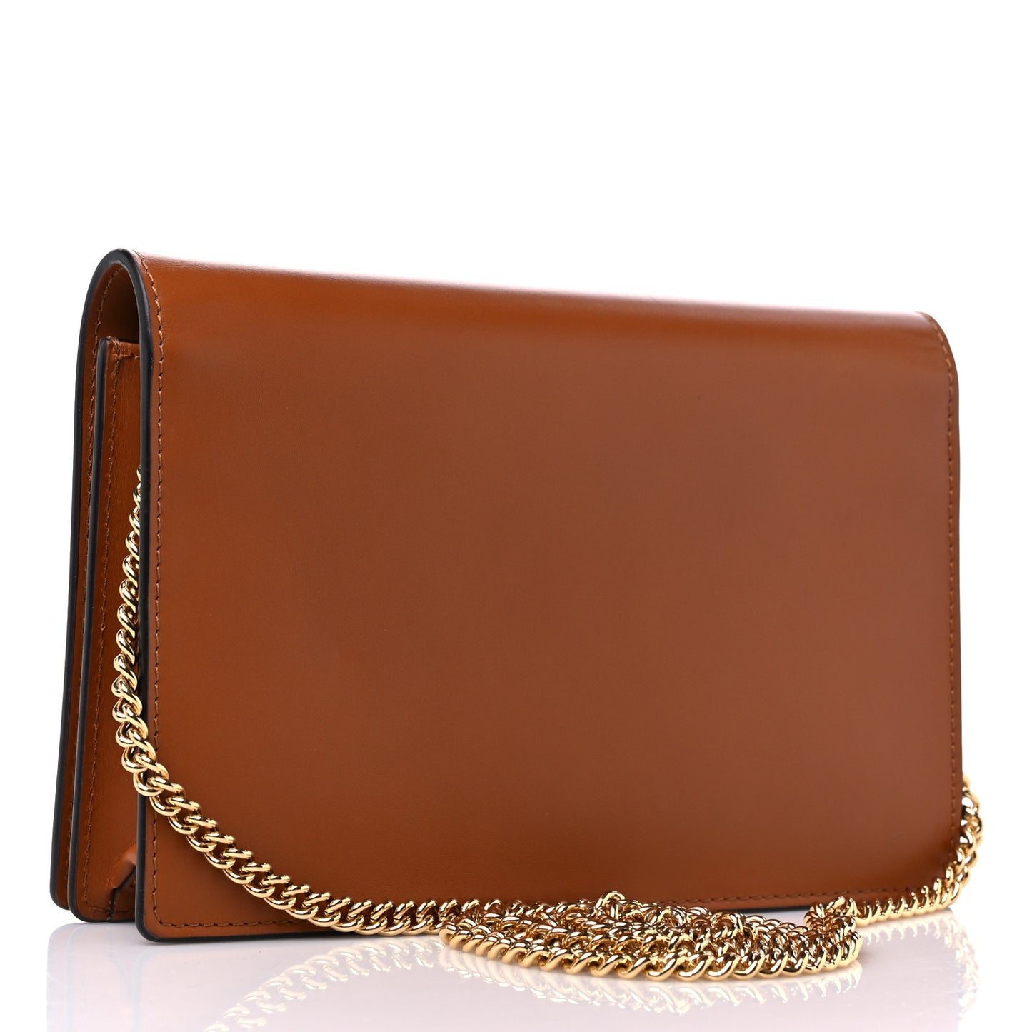 Vitello King Tamponato Logo Embossed Medium Wallet On Chain Cuoio