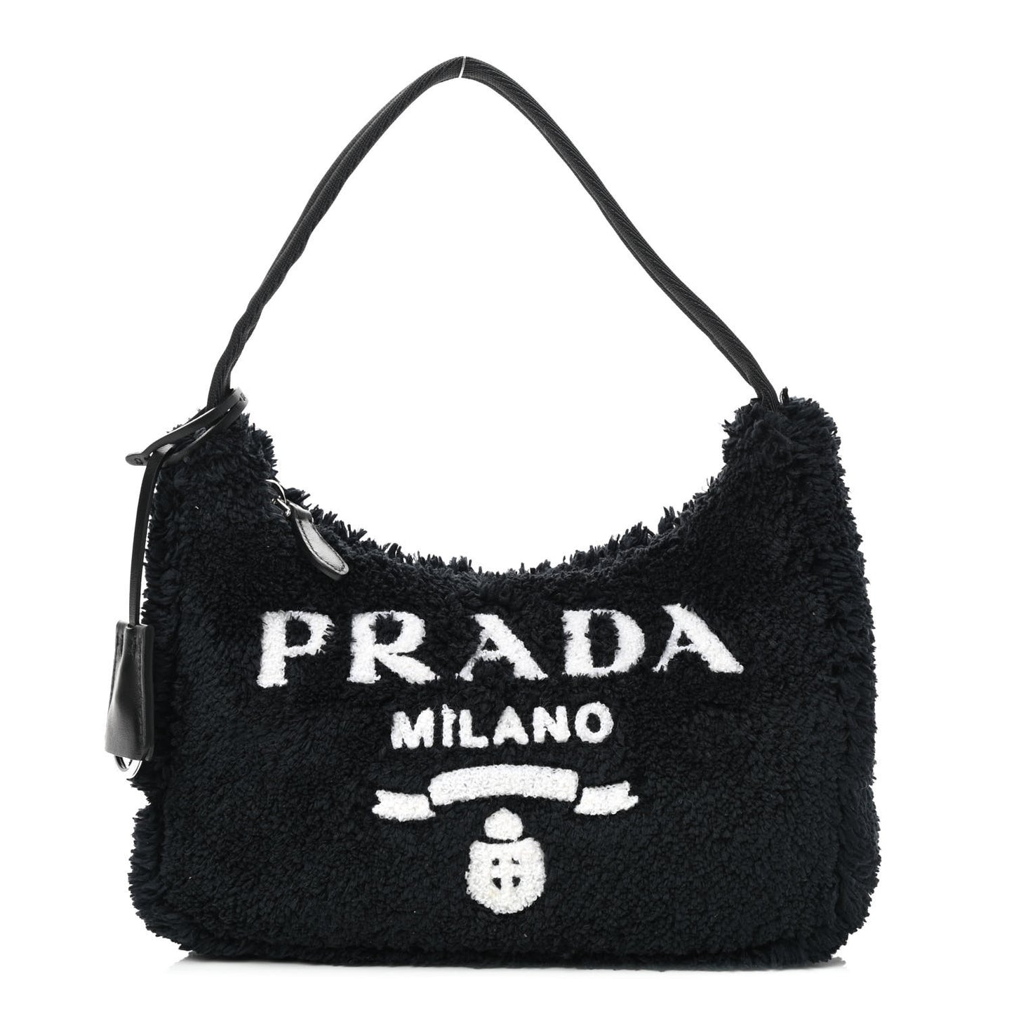 Terry Cloth Mini Re-Edition 2000 Bag Black White