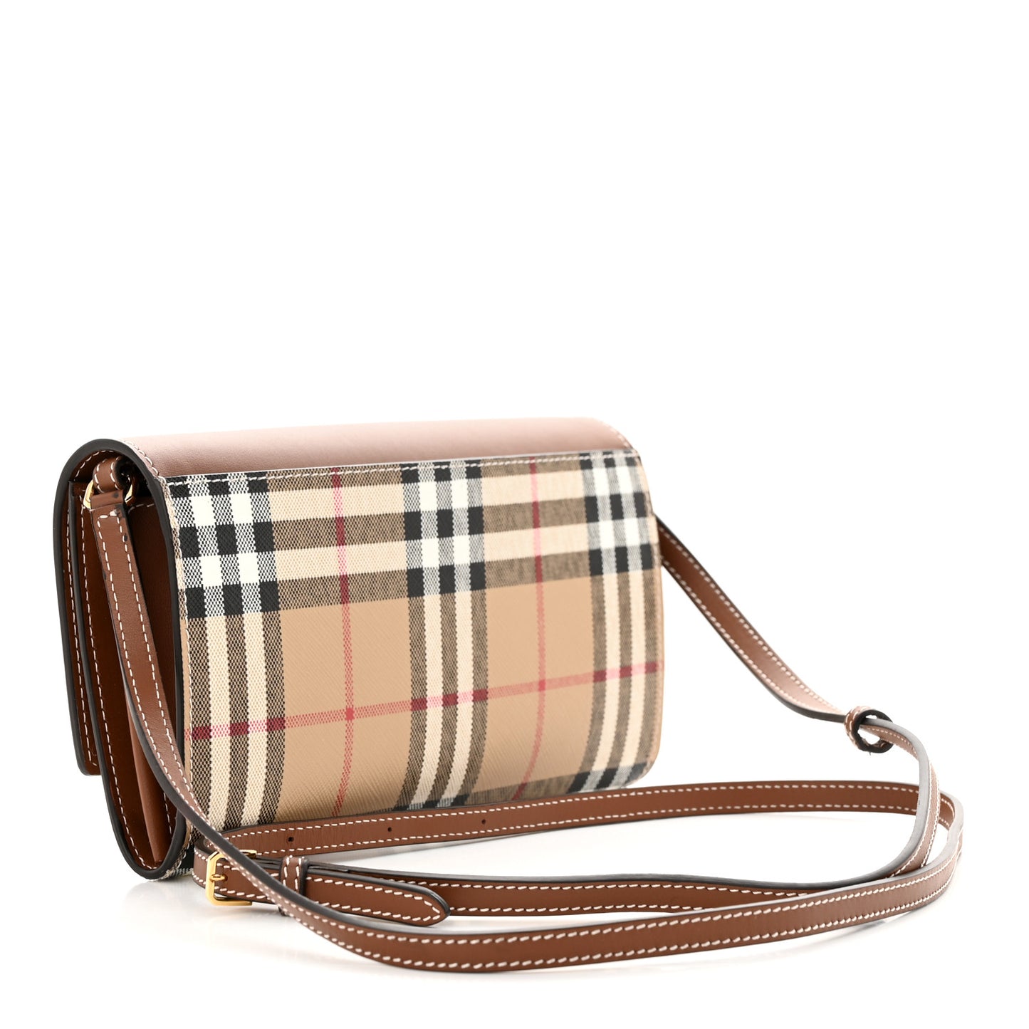 Calfskin Vintage Check Wallet With Detachable Strap Archive Beige Tan