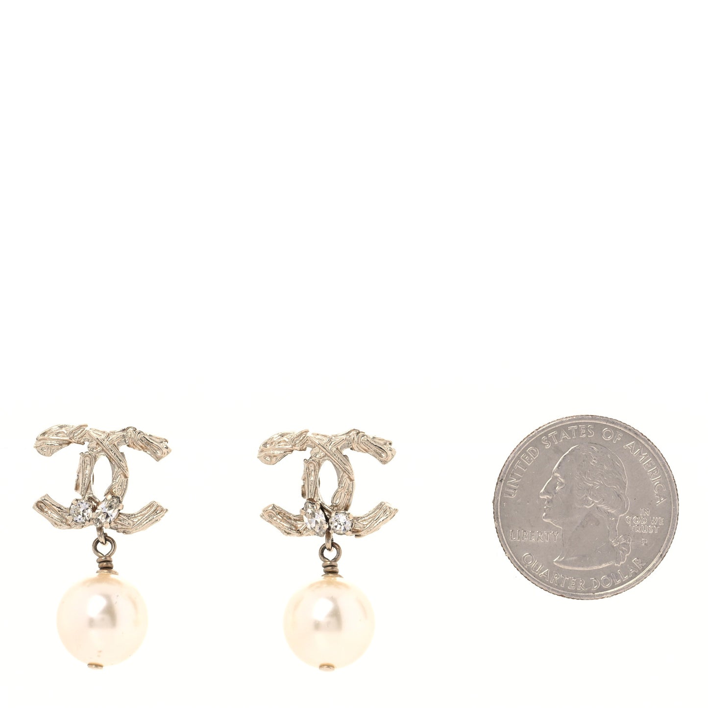 Pearl Crystal CC Drop Earrings Gold
