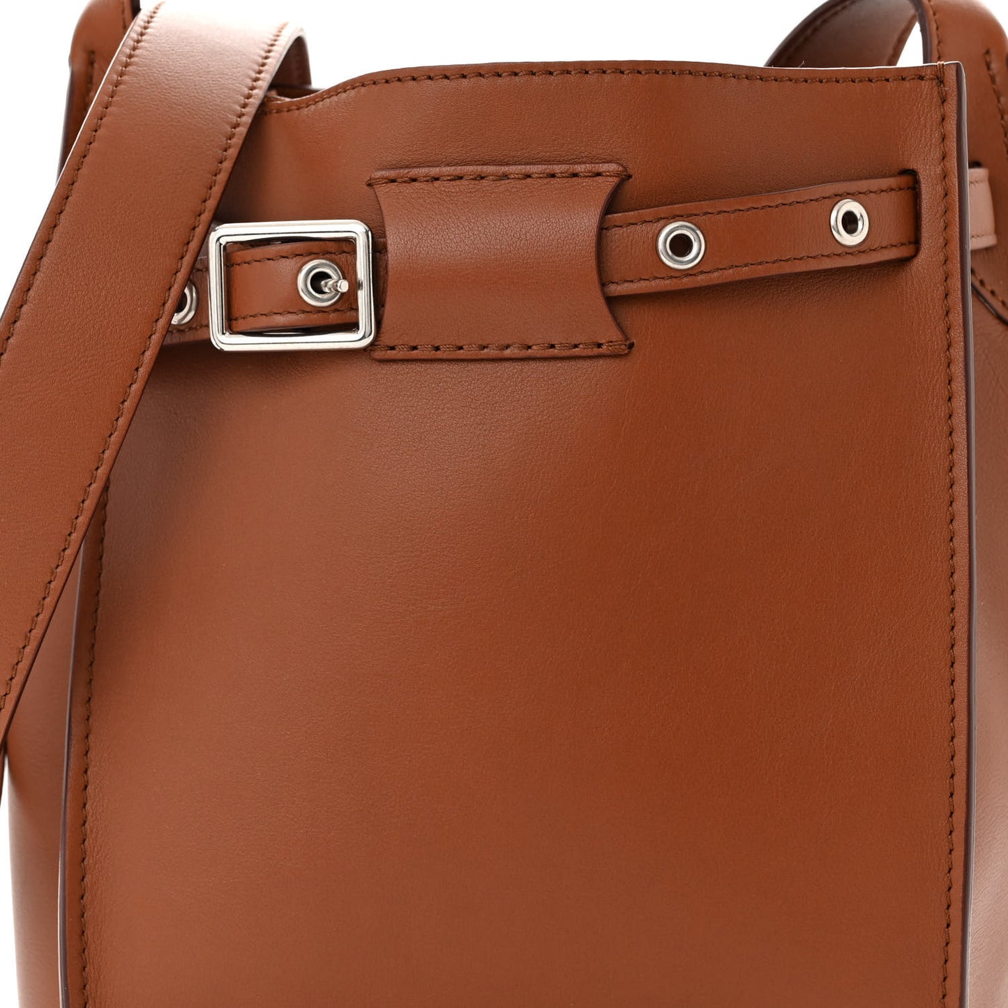 Smooth Calfskin Long Strap Big Bucket Bag Tan