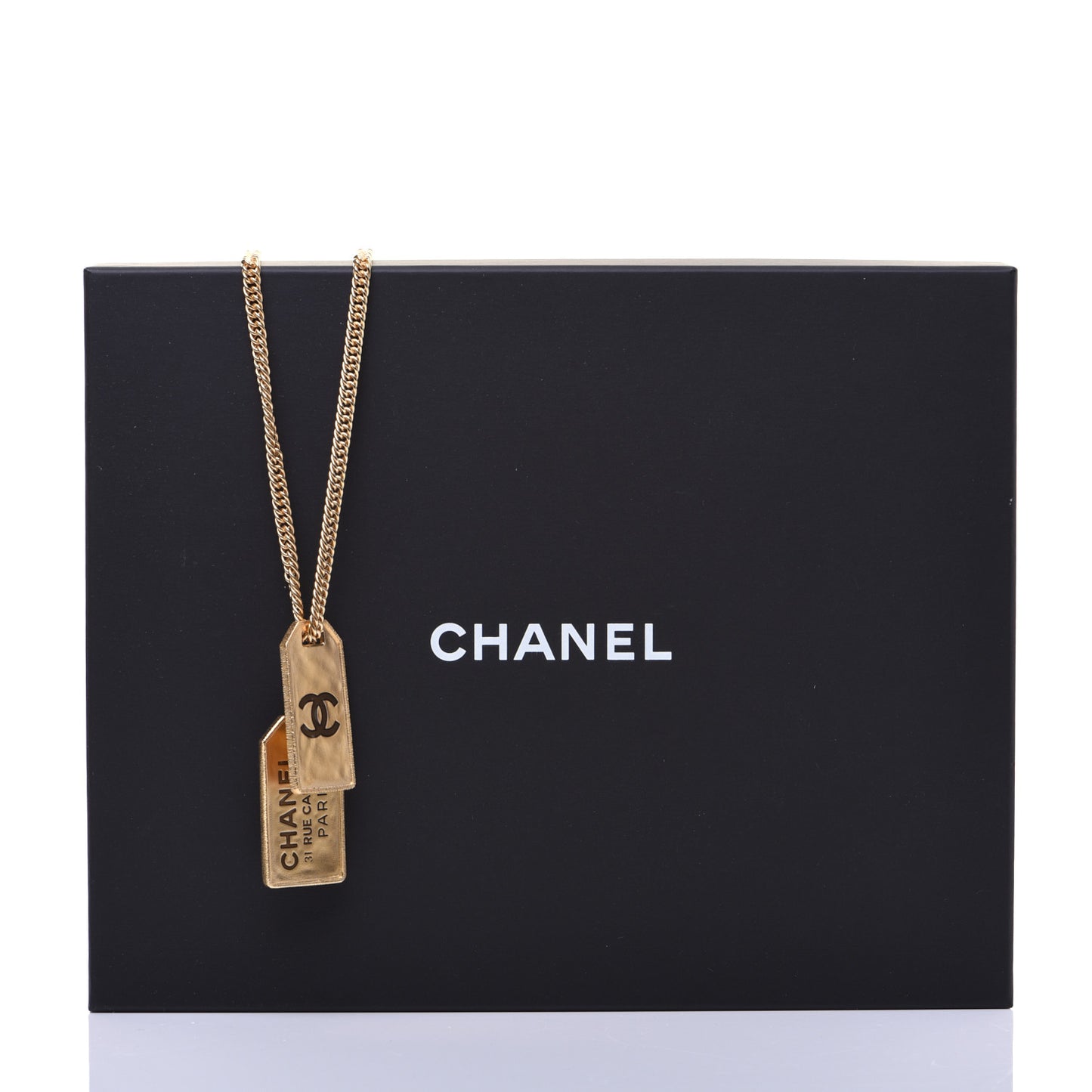 ID Dog Tag Charm Necklace Gold