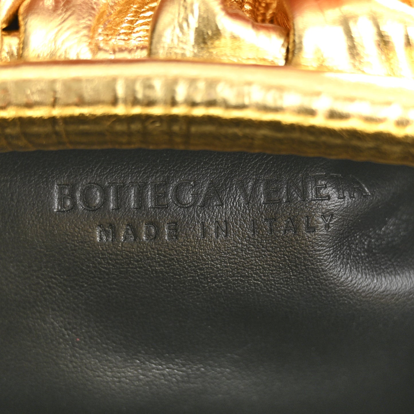 Metallic Bark Calfskin Embossed The Pouch Oversized Clutch Oro