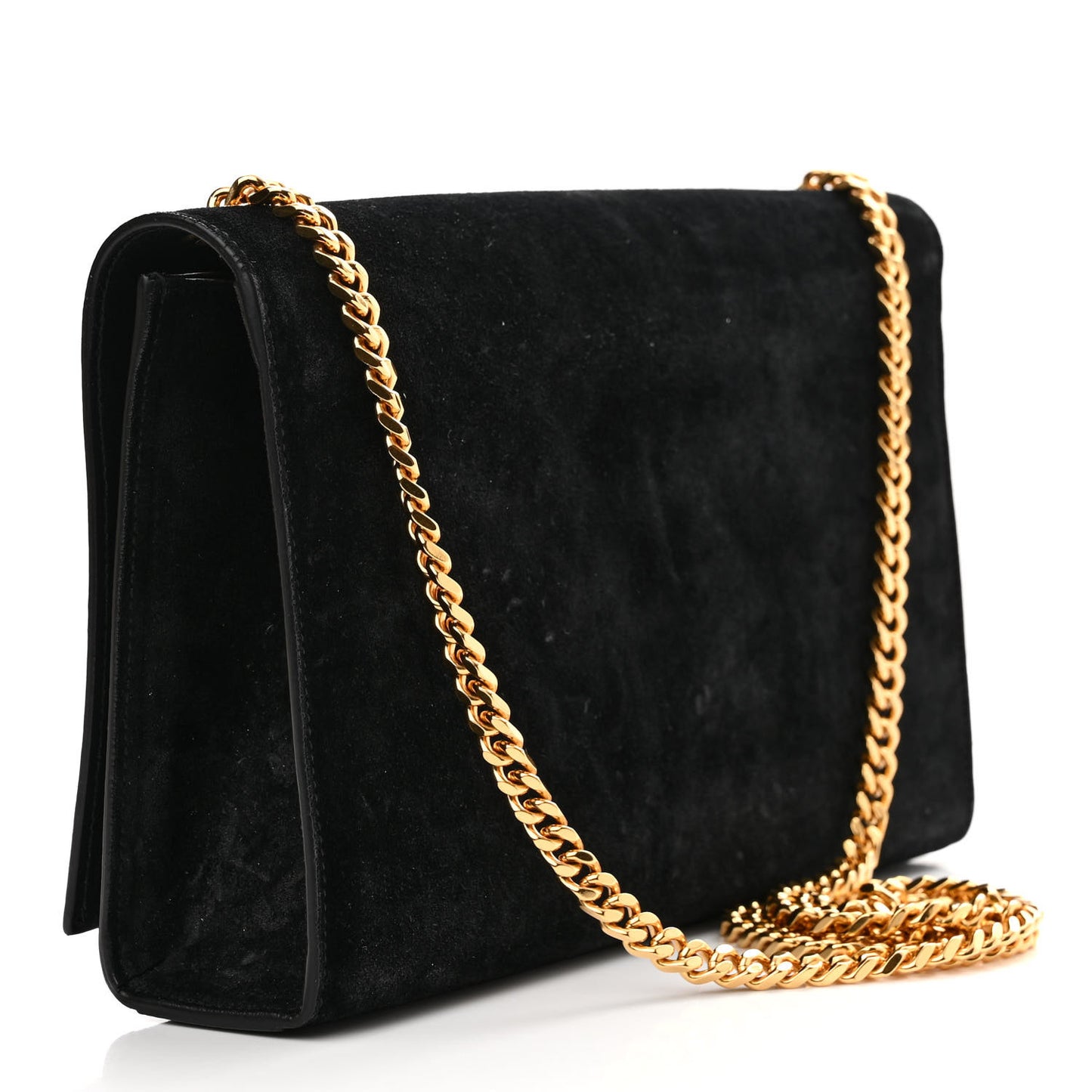 Suede Medium Classic Monogram Kate Tassel Satchel Black
