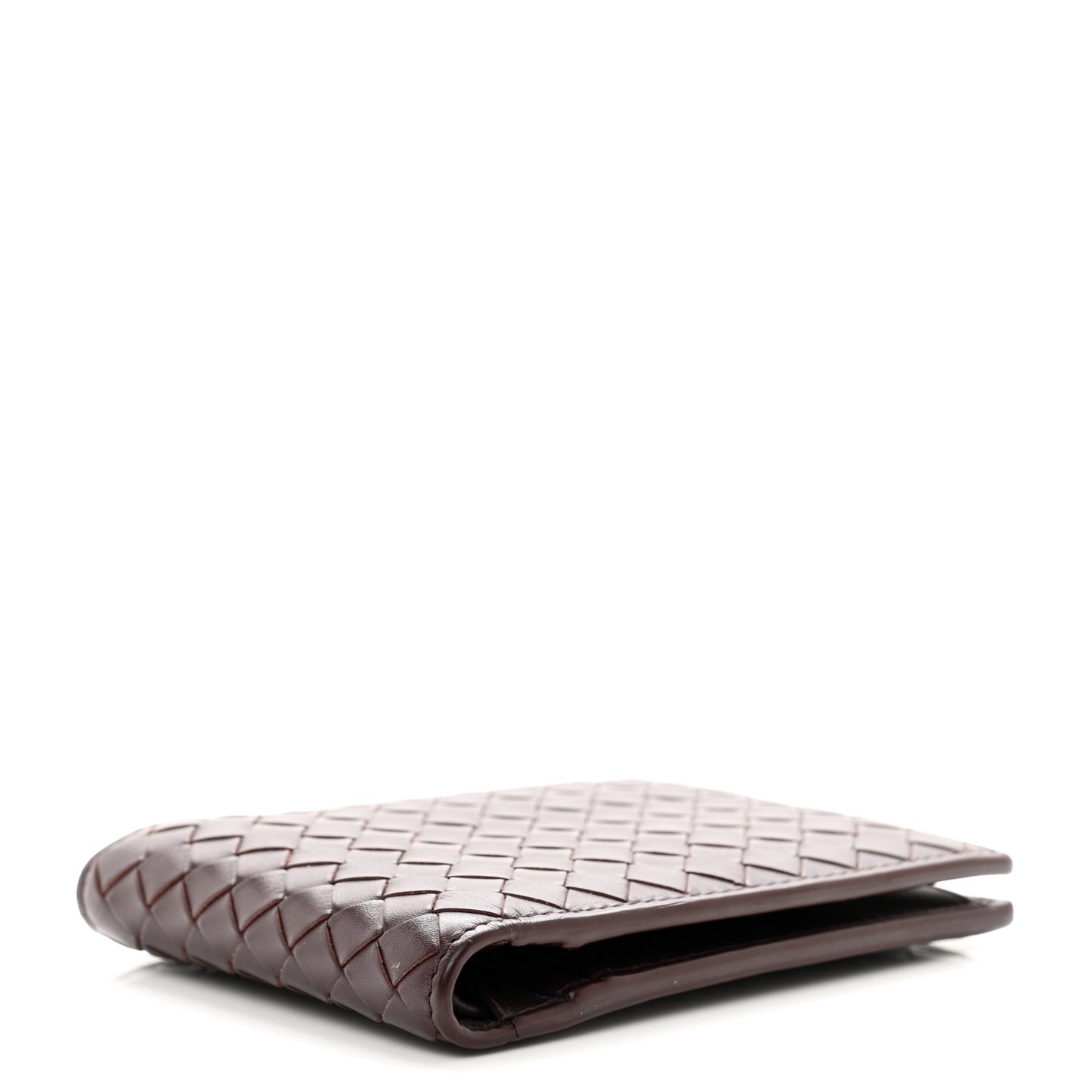 Nappa Intrecciato Bi-Fold Wallet Dark Barolo