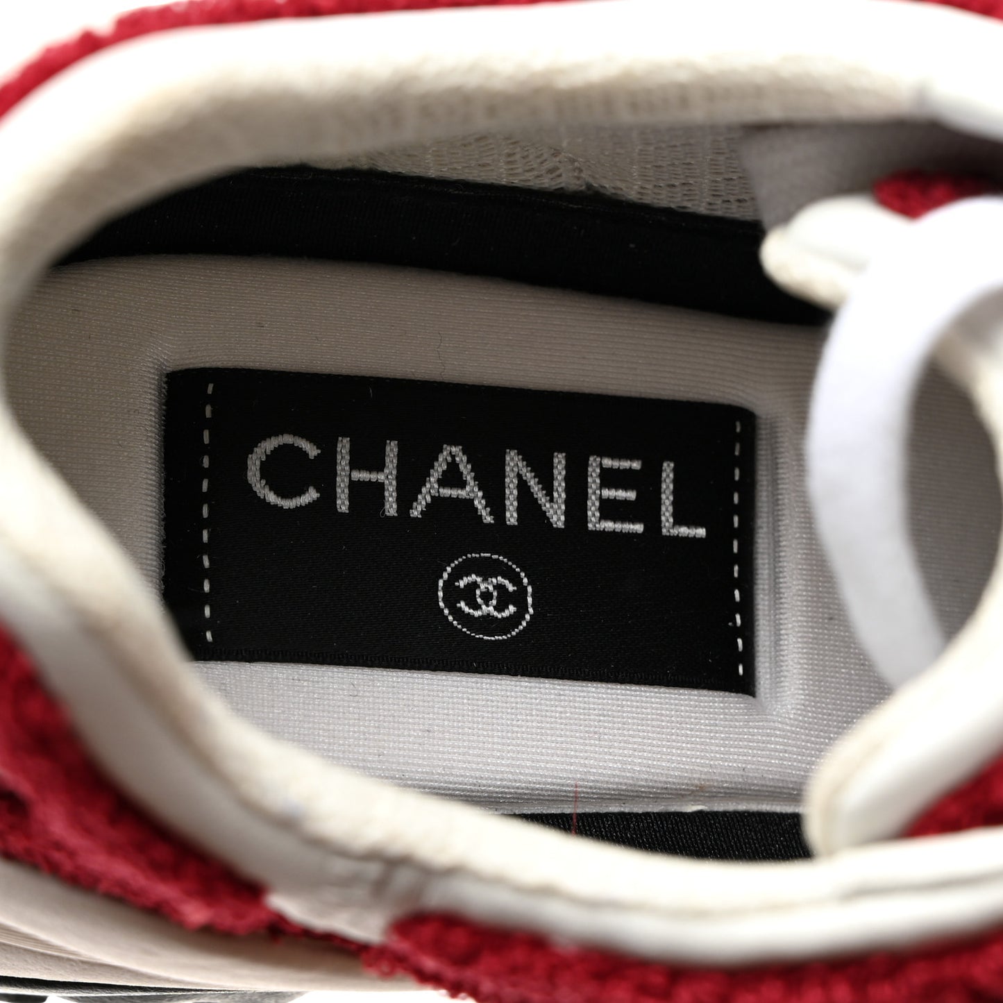 Terry Cloth Calfskin Womens Logo Sneakers 36 Red White