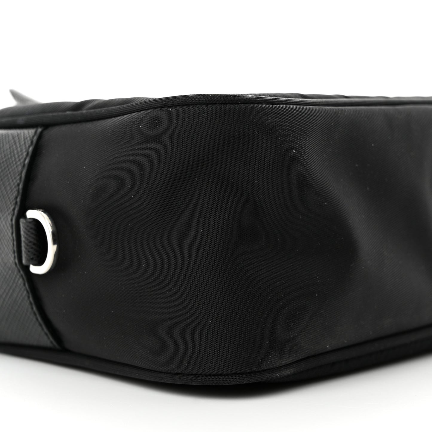Re-Nylon Vela Saffiano Pocket Double Zip Shoulder Bag Black