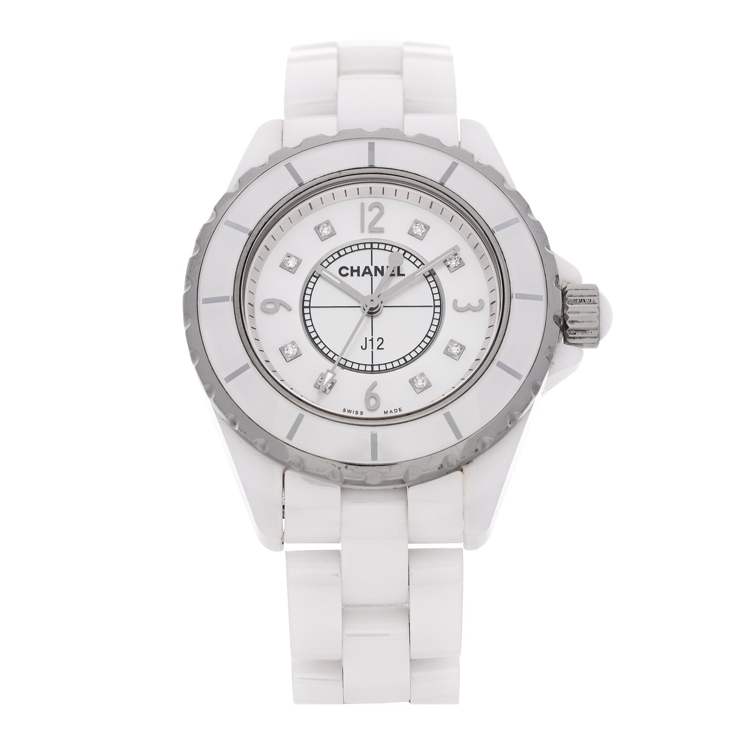 Chanel Stainless Steel Ceramic Diamond Mother of Pearl 33mm J12