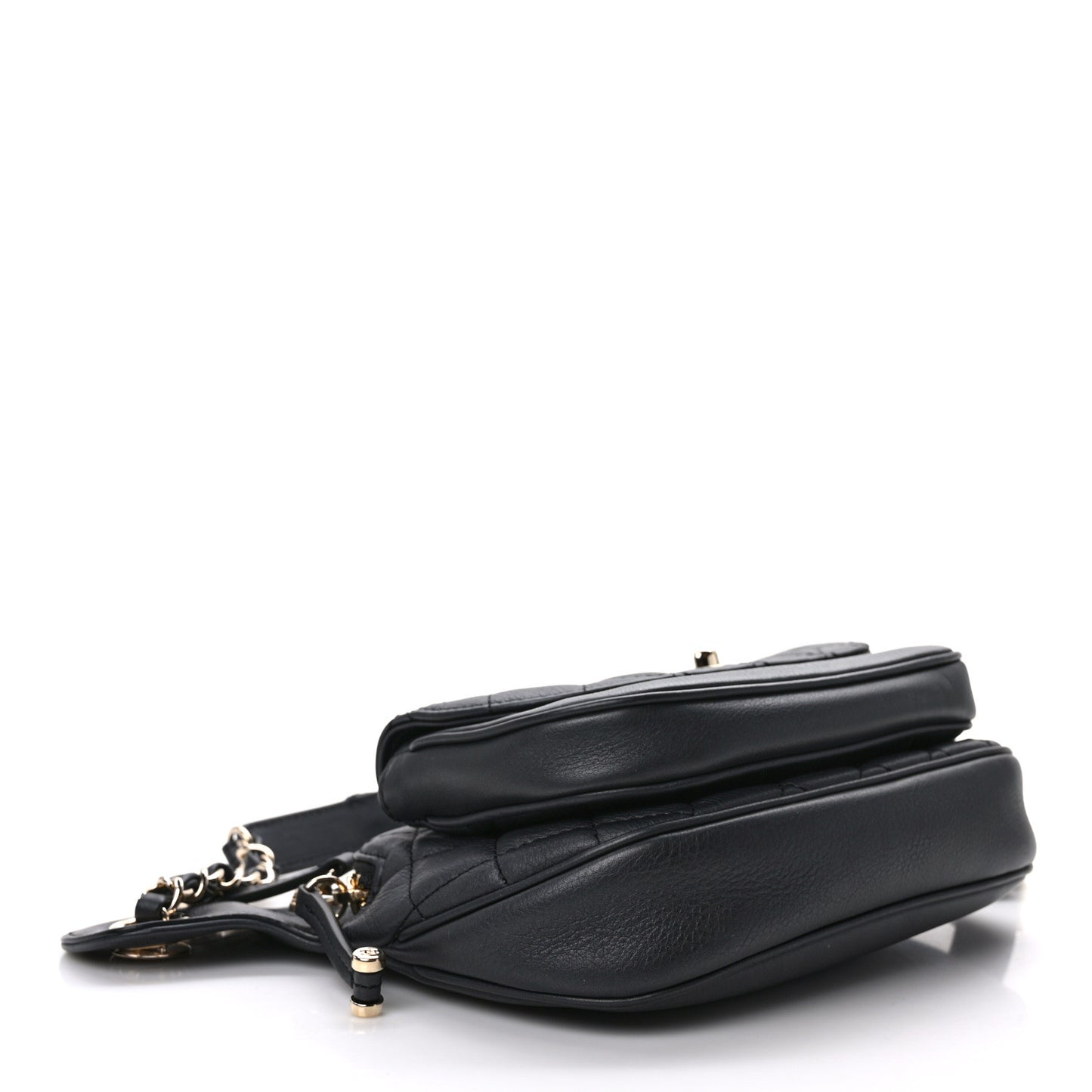 Calfskin Quilted Waist Bag Black