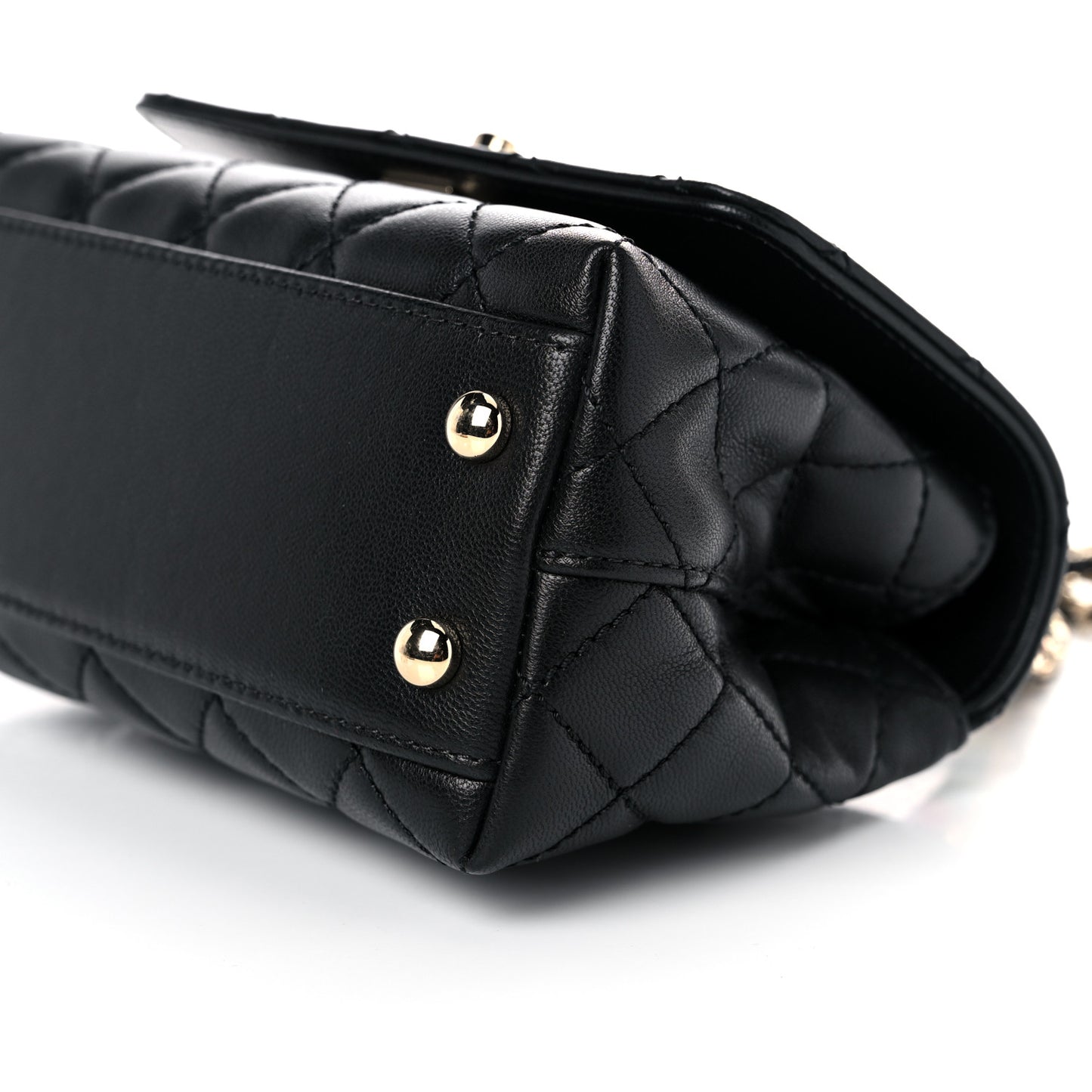 Goatskin Quilted Rainbow Extra Mini Coco Handle Flap Black