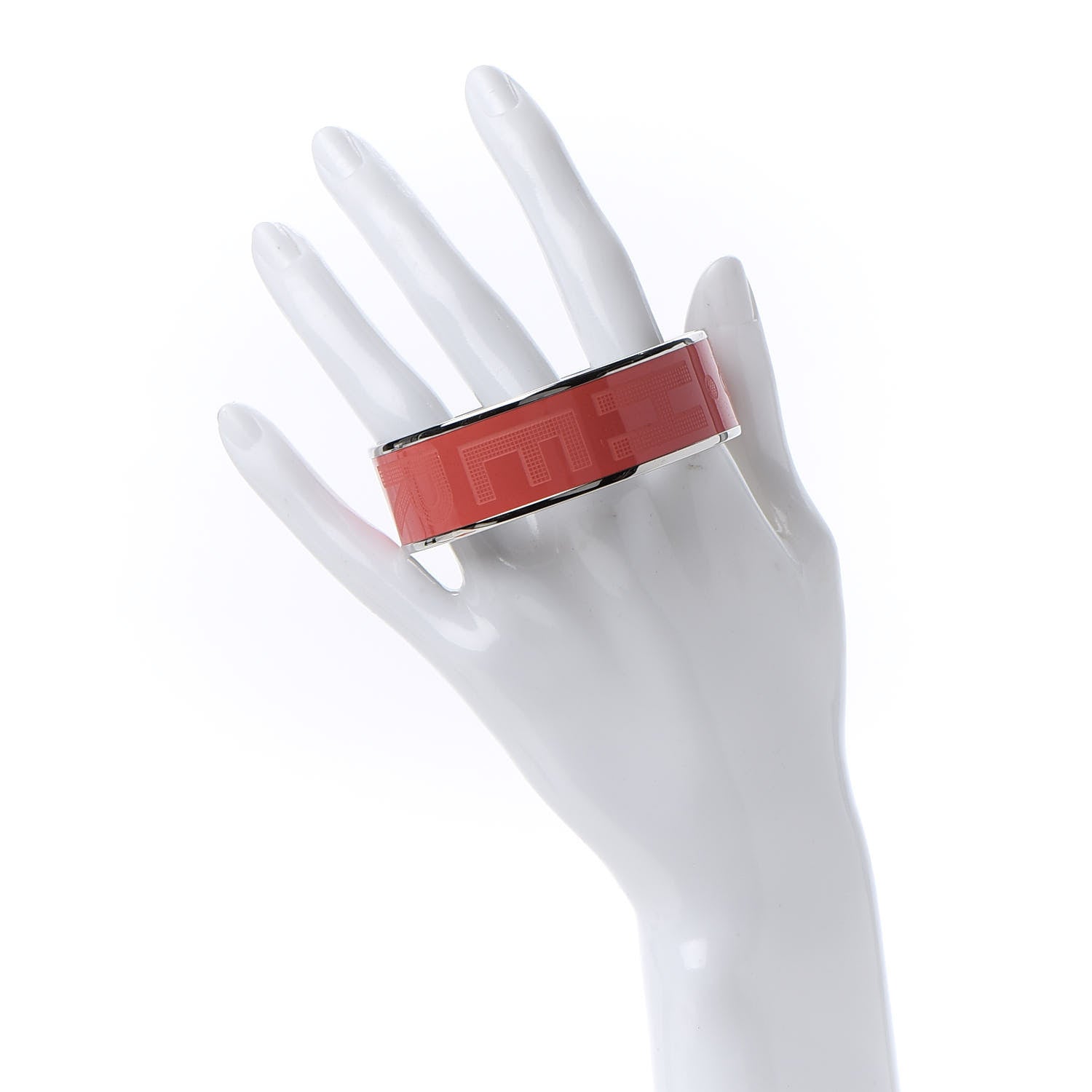 Hermes Enamel Wide Printed Sellier Bracelet 65 Rose Dahlia 2 of 6