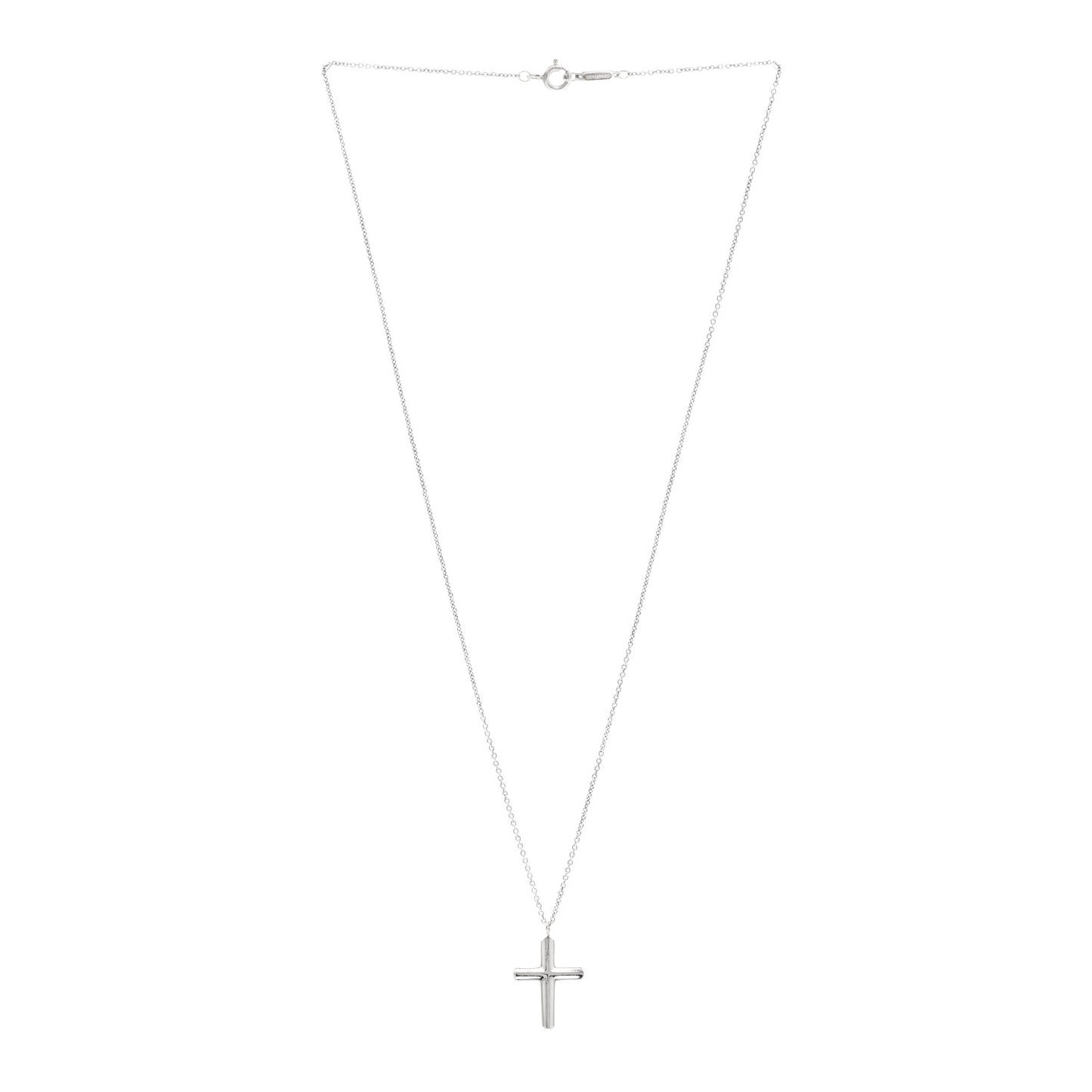 Sterling Silver Concave Cross Pendant Necklace