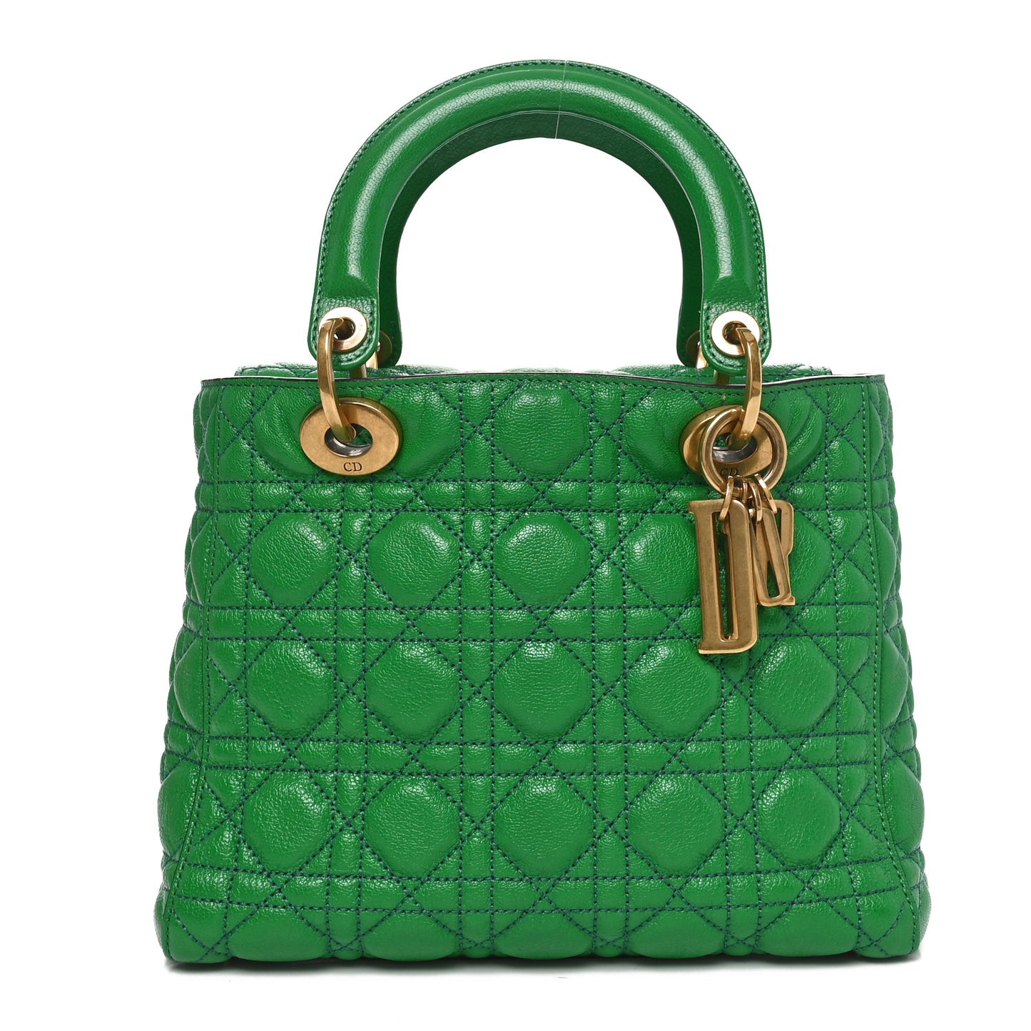 Grained Calfskin Cannage Medium Supple Lady Dior Green