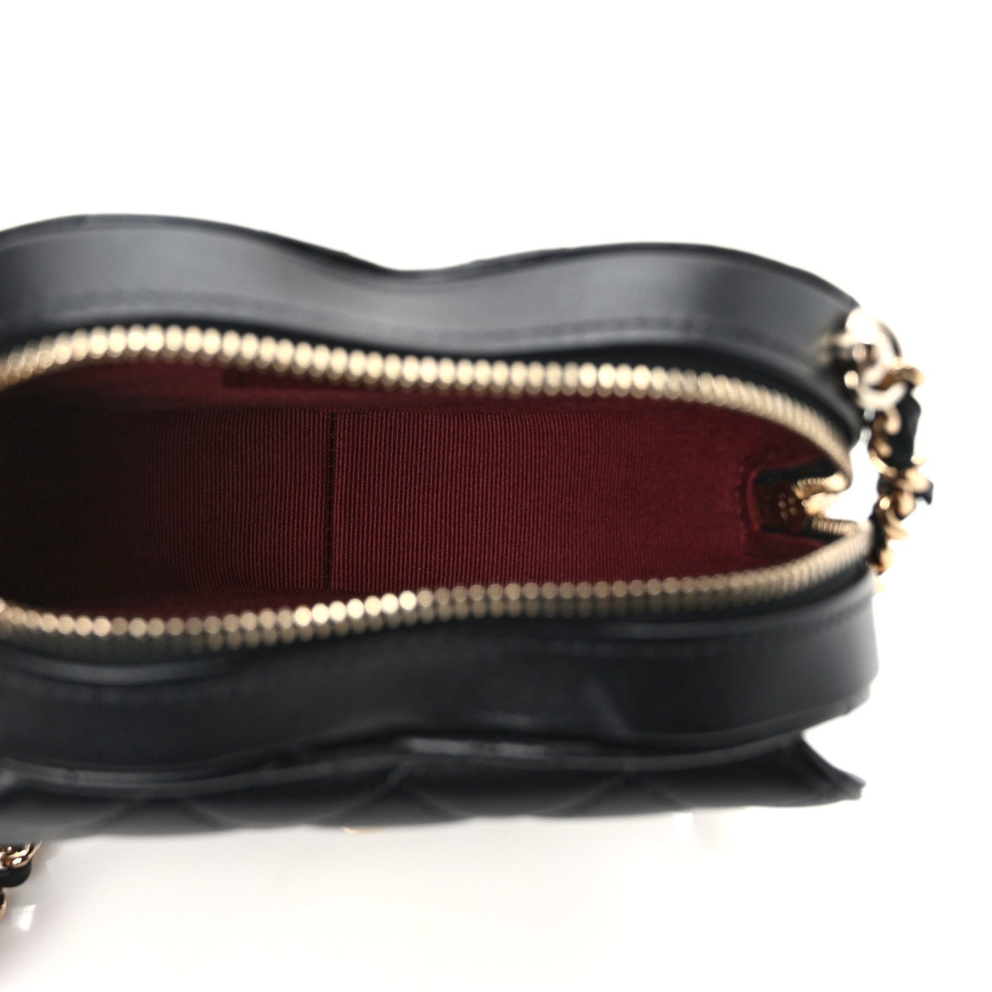 Lambskin Quilted CC In Love Heart Clutch With Chain Black