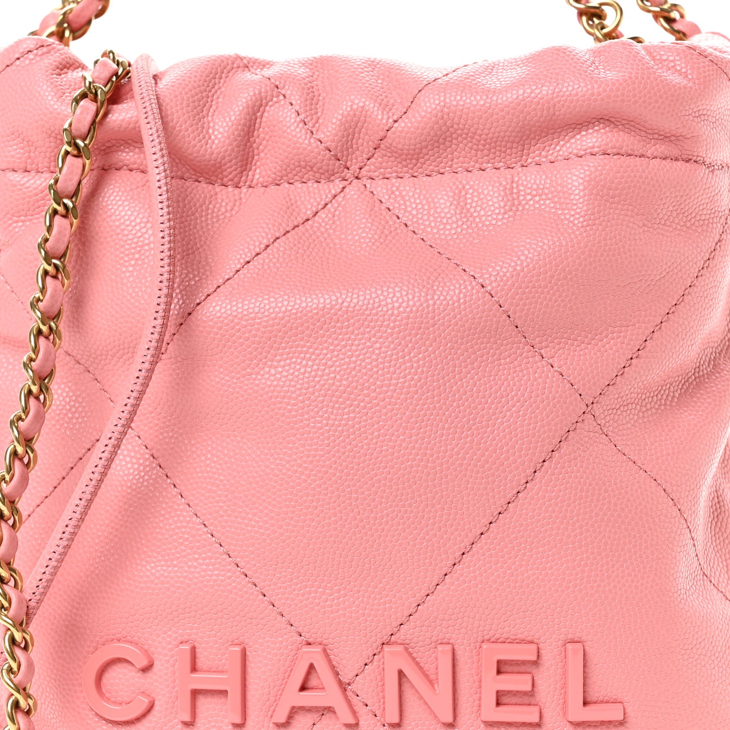 Shiny Caviar Quilted Mini Chanel 22 Coral