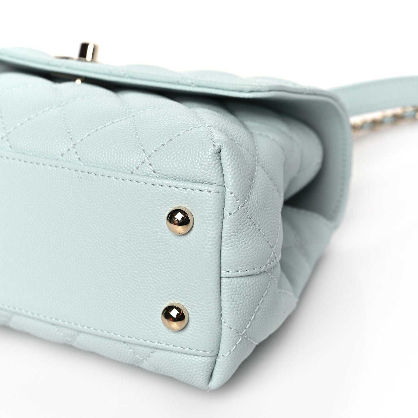 Caviar Quilted Mini Coco Handle Flap Light Blue